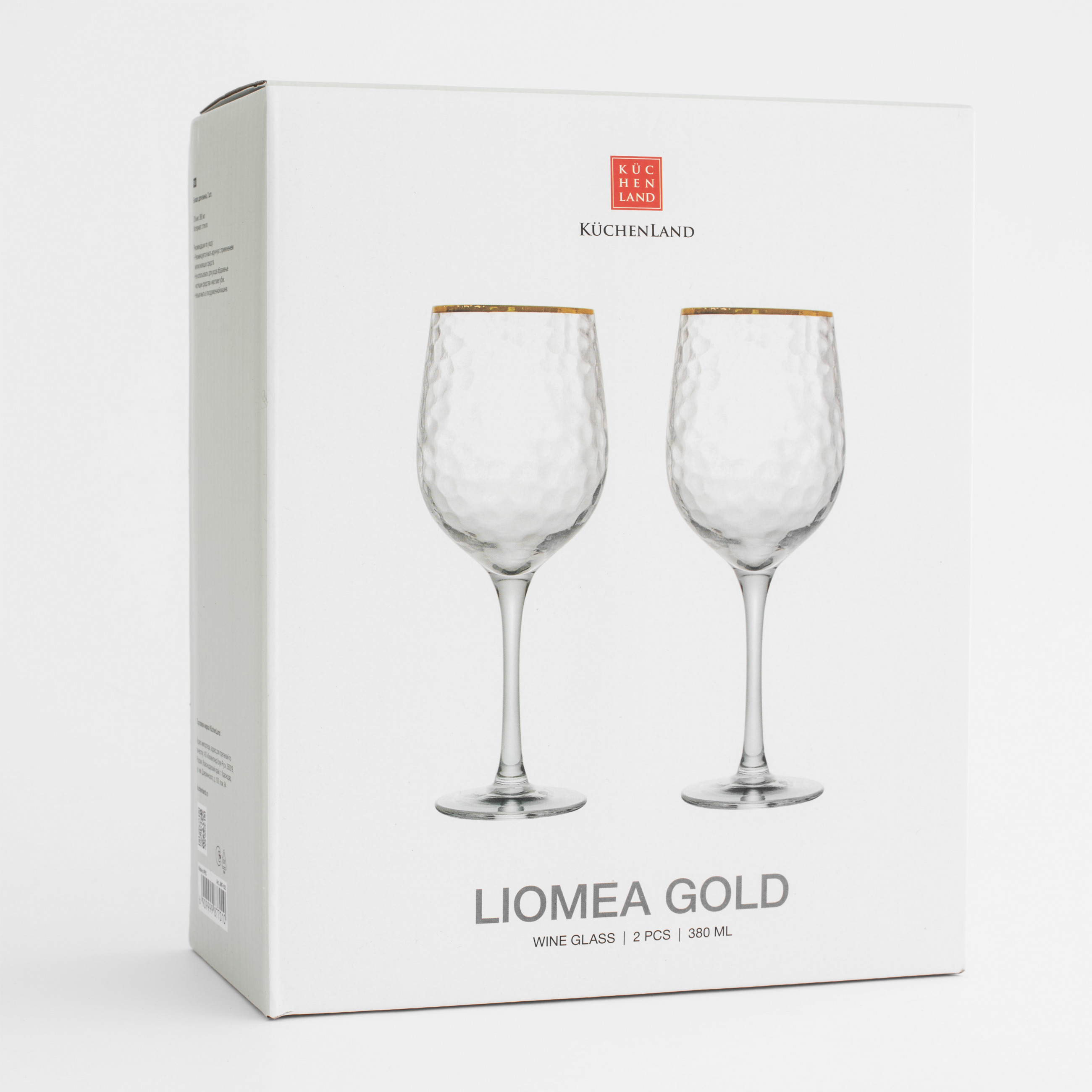 Wine glass, 380 ml, 2 pcs, glass, with golden edging, Liomea gold изображение № 6