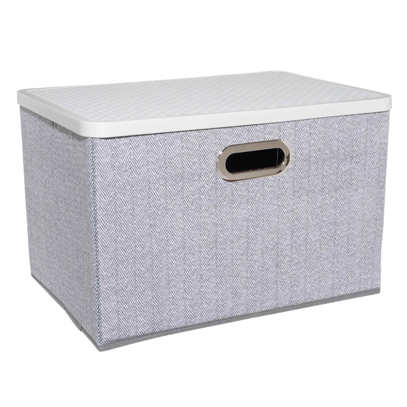 Organizer-box for things, 38x26 cm, with handles/lid, textile / plastic, gray, Pedant new изображение № 1