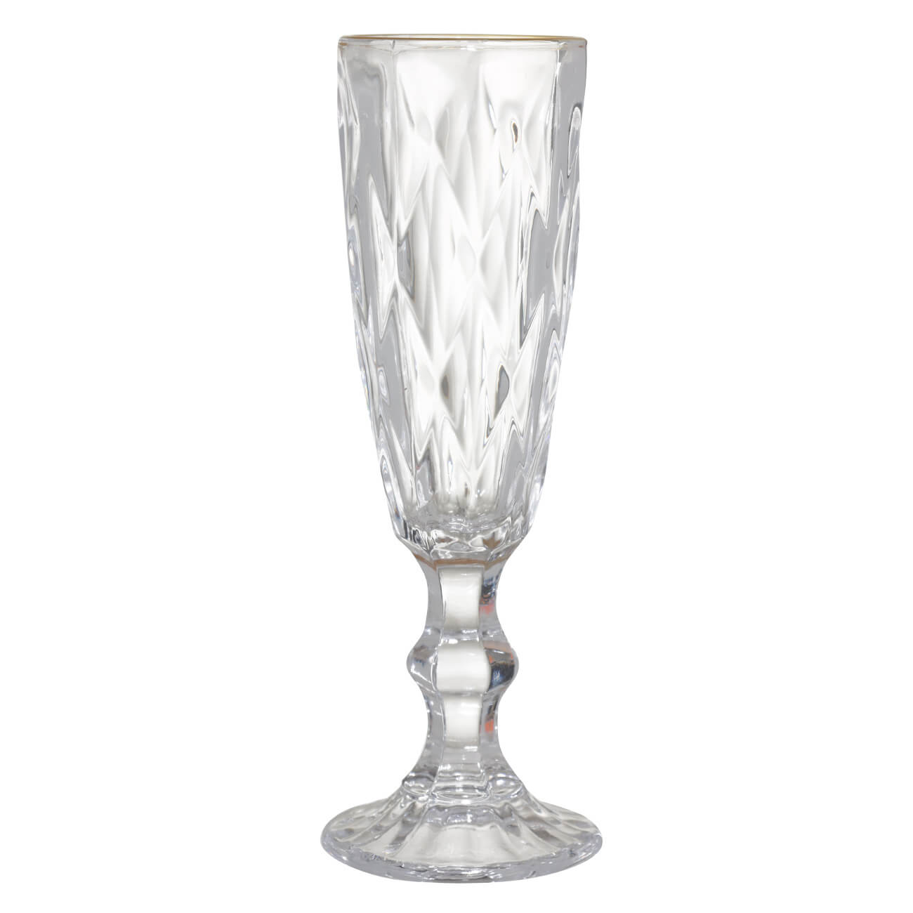 Champagne glass, 170 ml, glass R, with golden edging, Rhomb gold изображение № 1