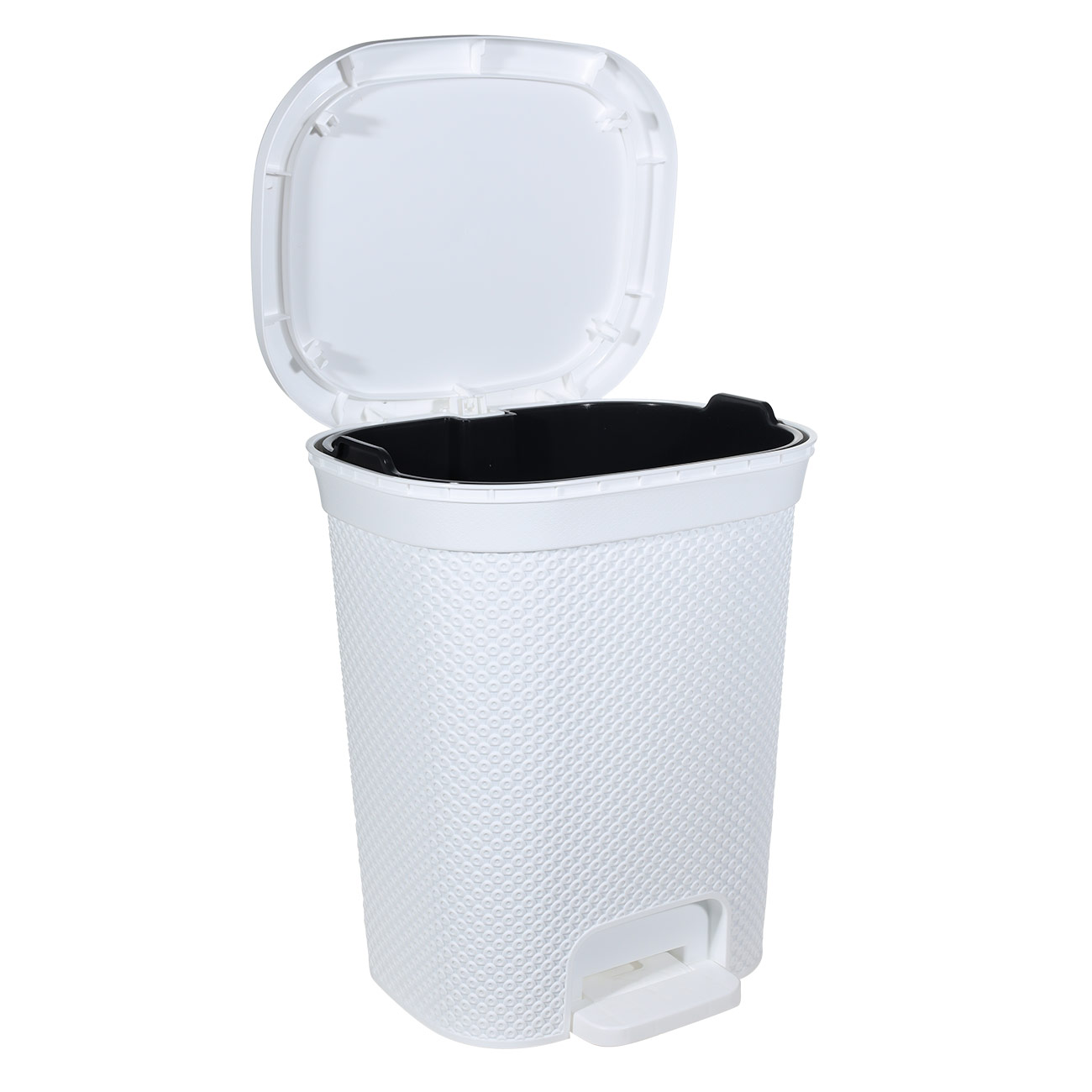 Trash can, 6.5 l, with pedal, plastic, white, Grid изображение № 2
