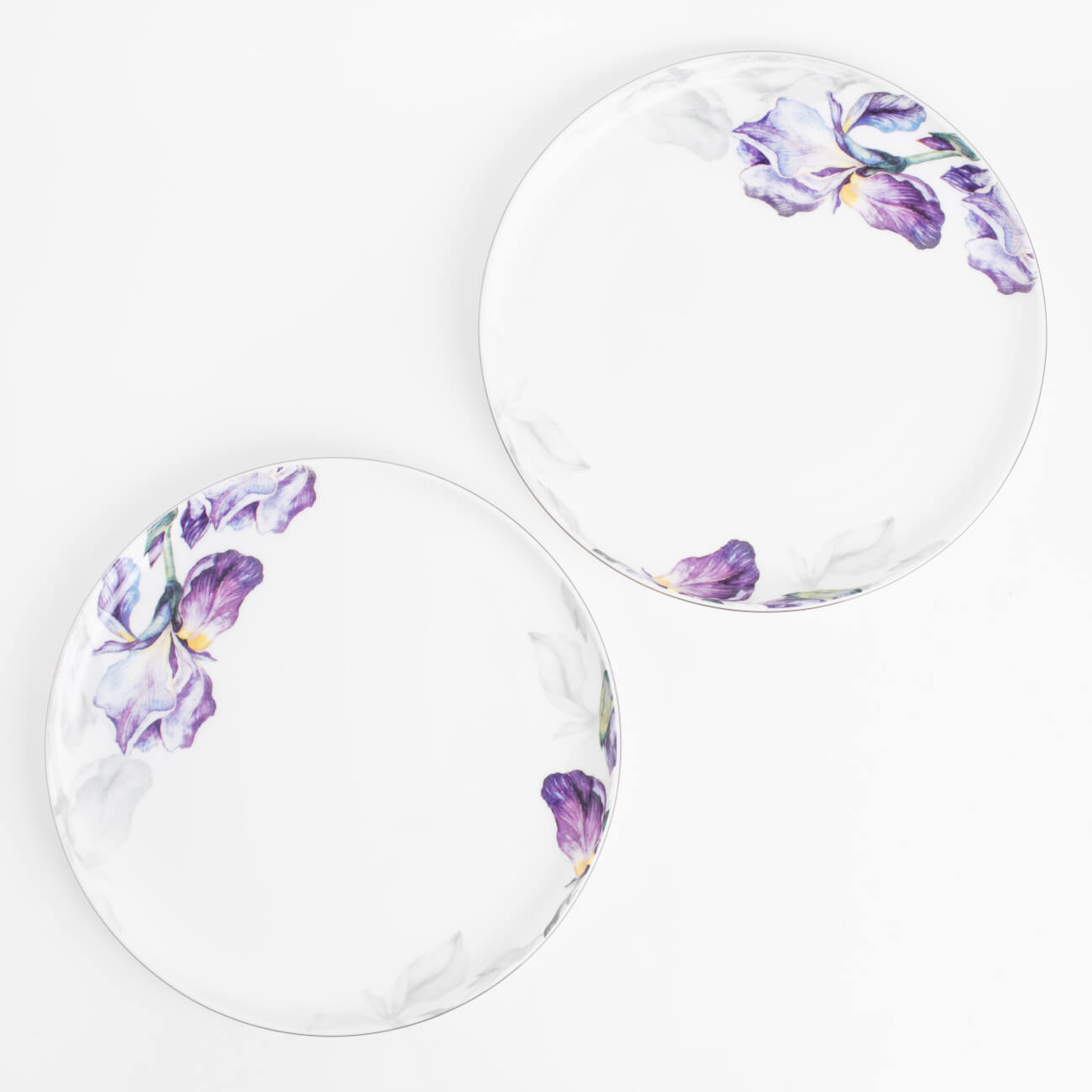 Snack plate, 24 cm, 2 pcs, porcelain F, with silver edging, Irises, Antarctica Flowers изображение № 1