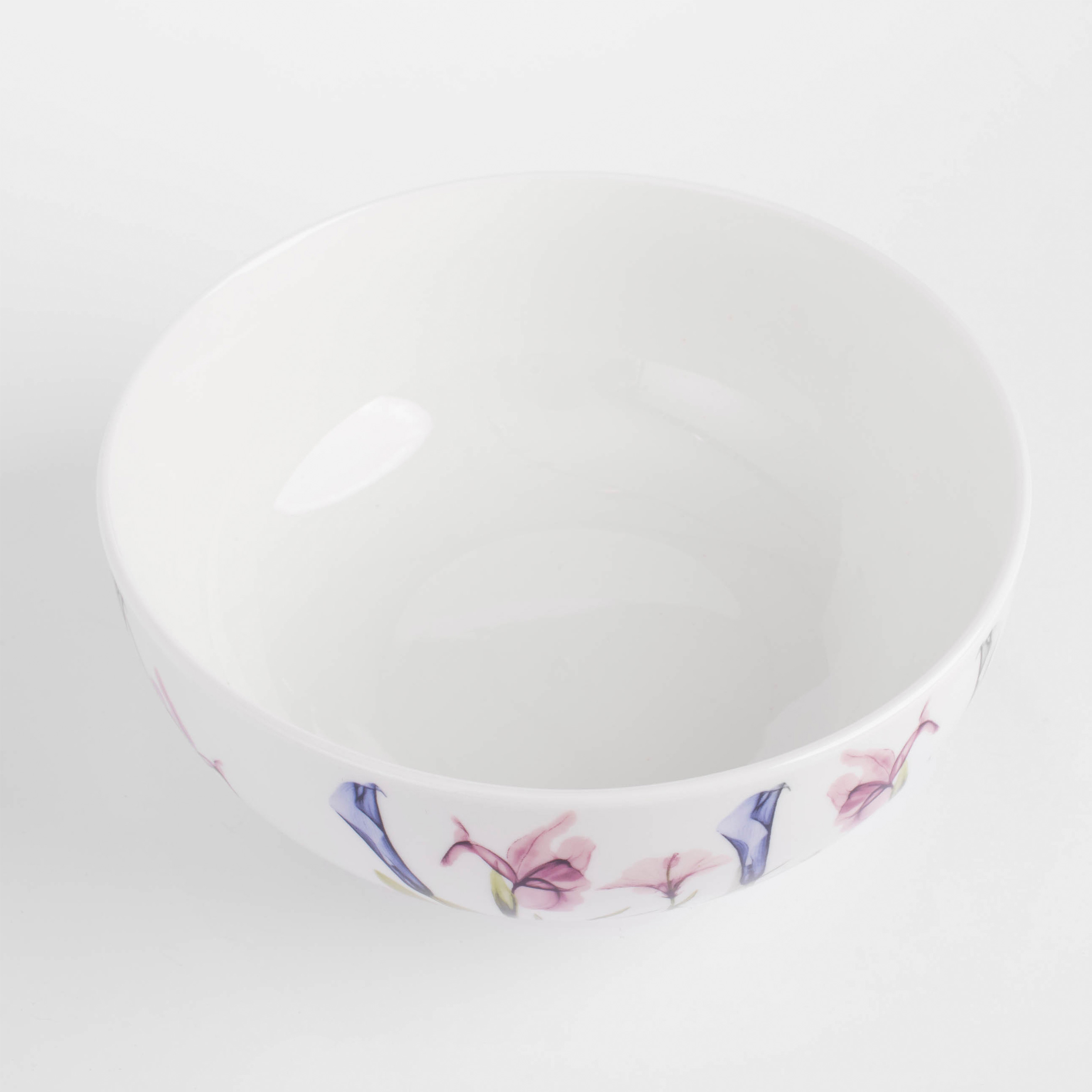 Salad bowl, 20x8 cm, 900 ml, porcelain N, white, Pastel flowers изображение № 4