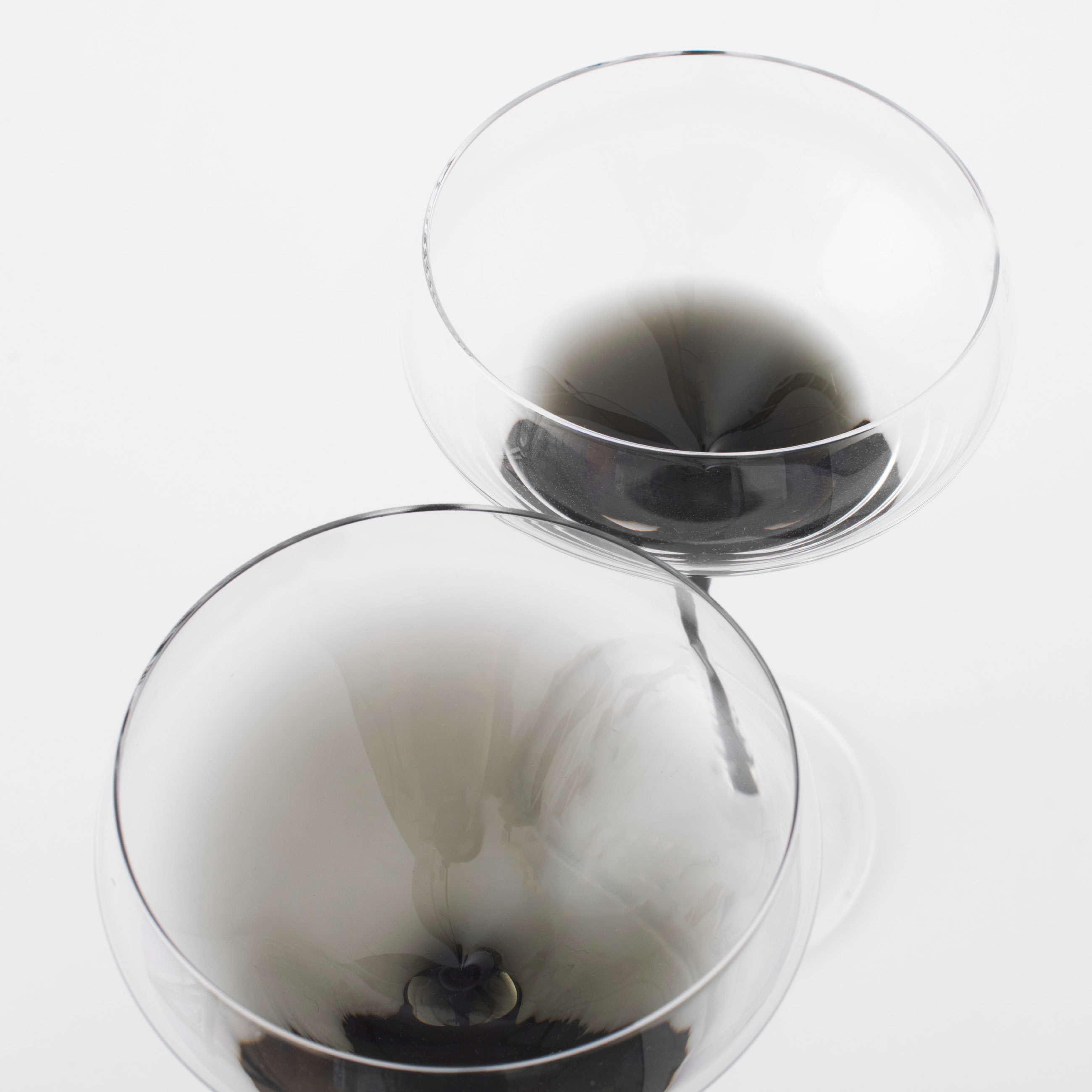 Champagne creamer glass, 280 ml, 2 pcs, glass, gray gradient, Black leg, Stone изображение № 3