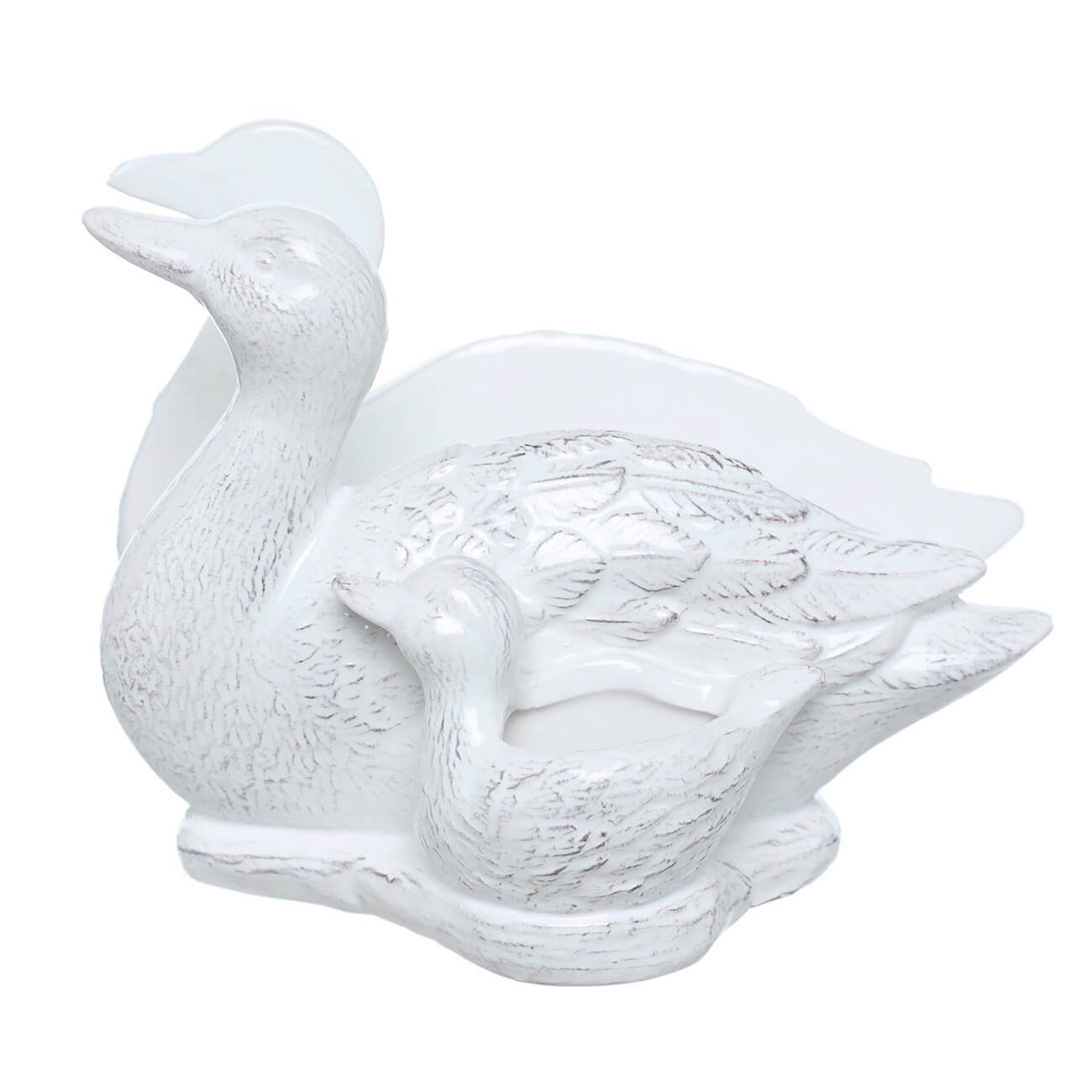 Napkin holder, 15 cm, with toothpick compartment, ceramic, white, Duck with duckling, Duck изображение № 1
