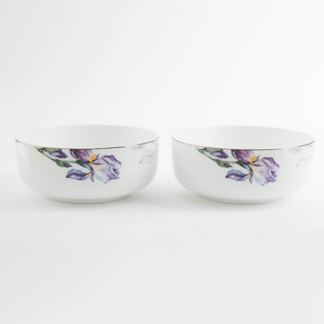 Salad bowl, 14x6 cm, ml, 2 pcs, porcelain F, with silver edging, Irises, Antarctica Flowers изображение № 1