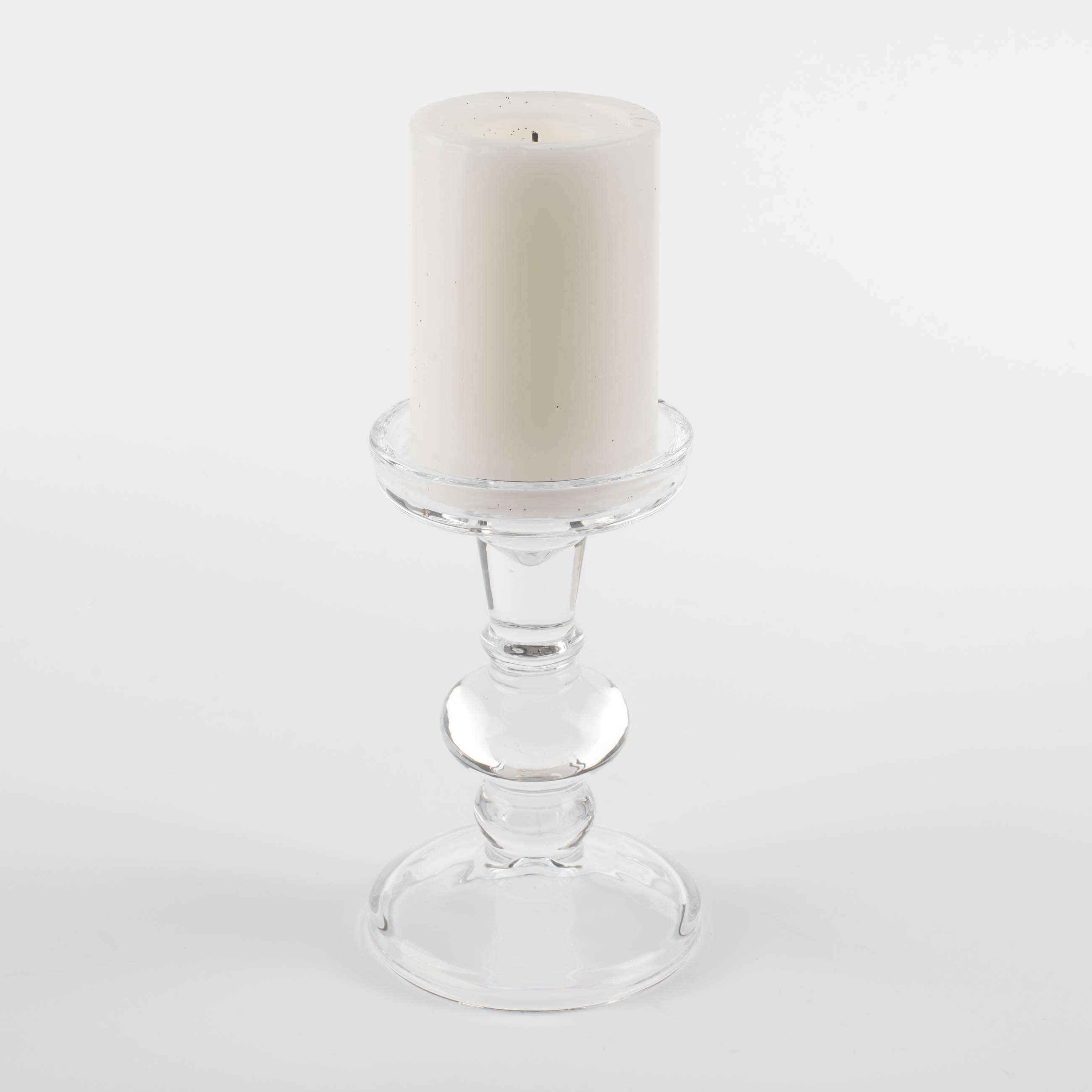 Candle holder, 15 cm, for one candle, on a leg, Glass, Clear изображение № 5