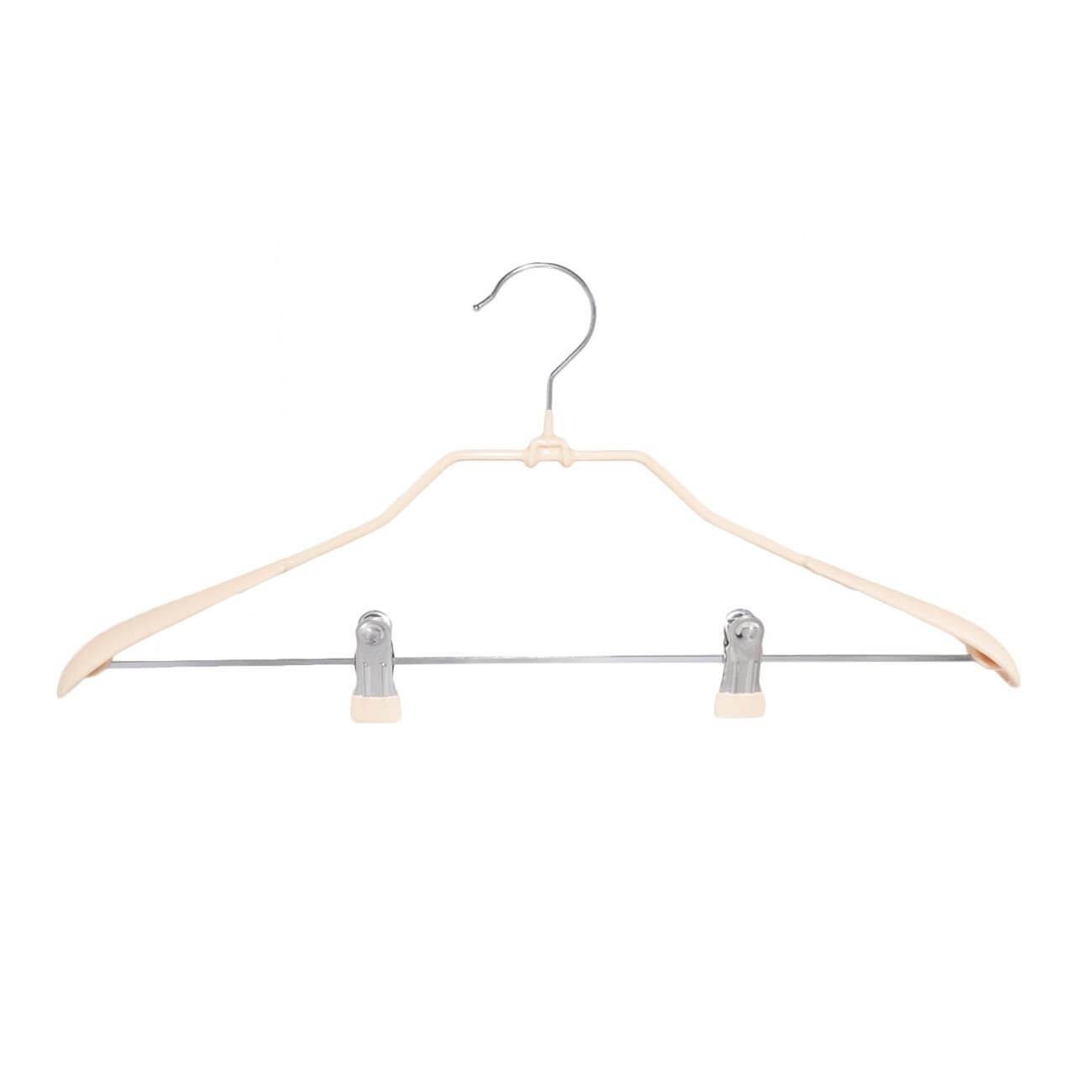 Hanger, 44 cm, with clips for trousers/skirts, metal coated, beige, Colorful house изображение № 1
