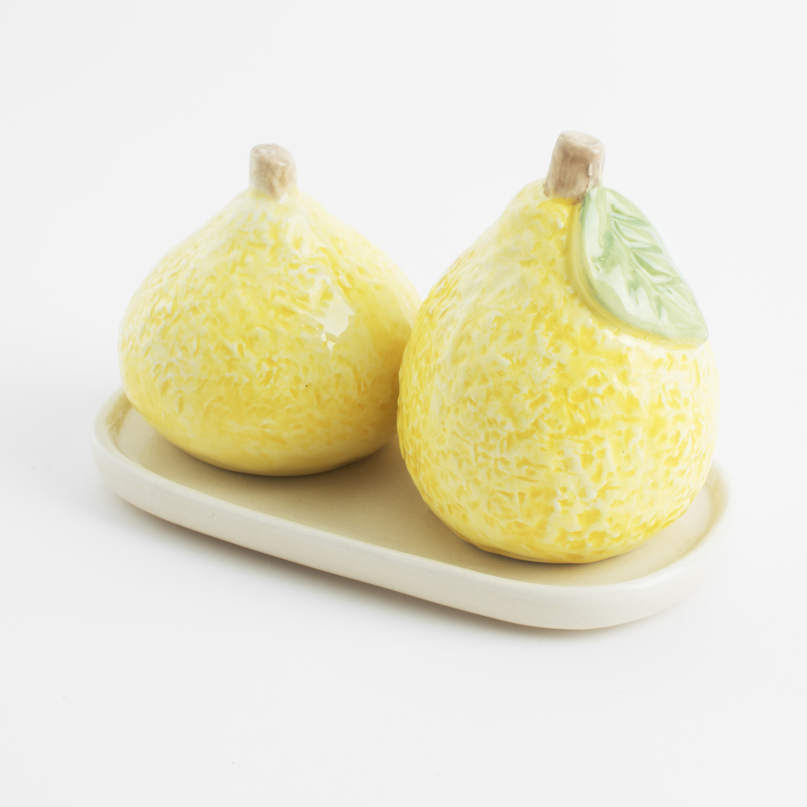 Salt and pepper set, 8 cm, on a stand, ceramic, yellow, Lemons, Sicily in bloom изображение № 4