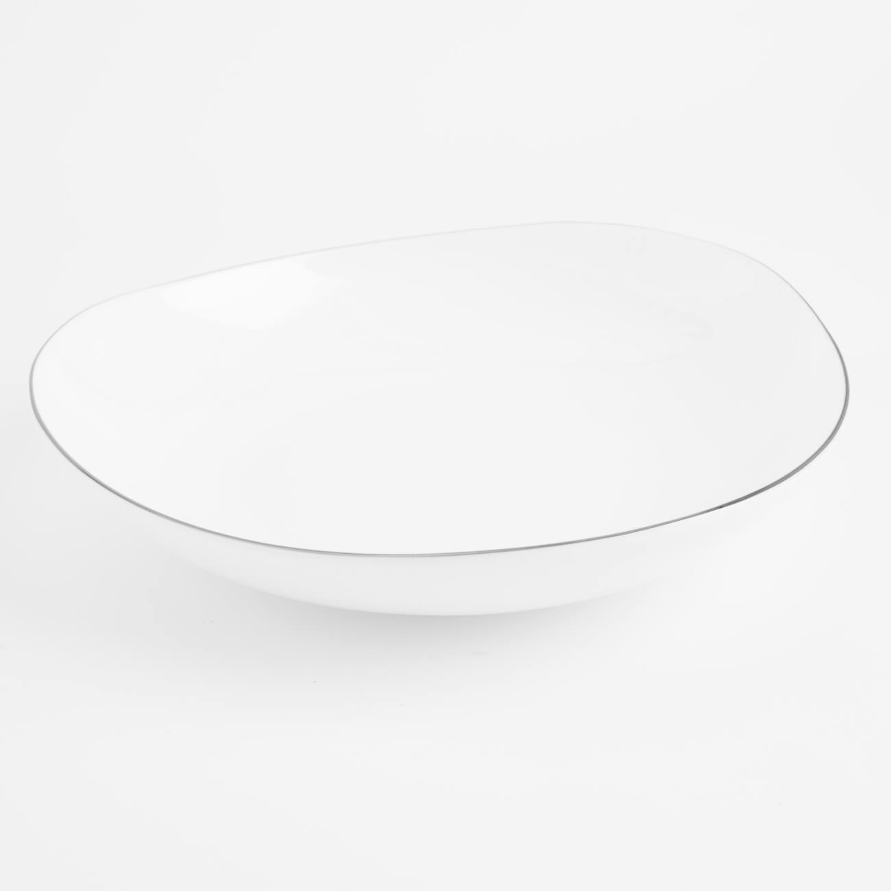 Soup plate, 21x4 cm, porcelain F, white, Bend silver изображение № 1