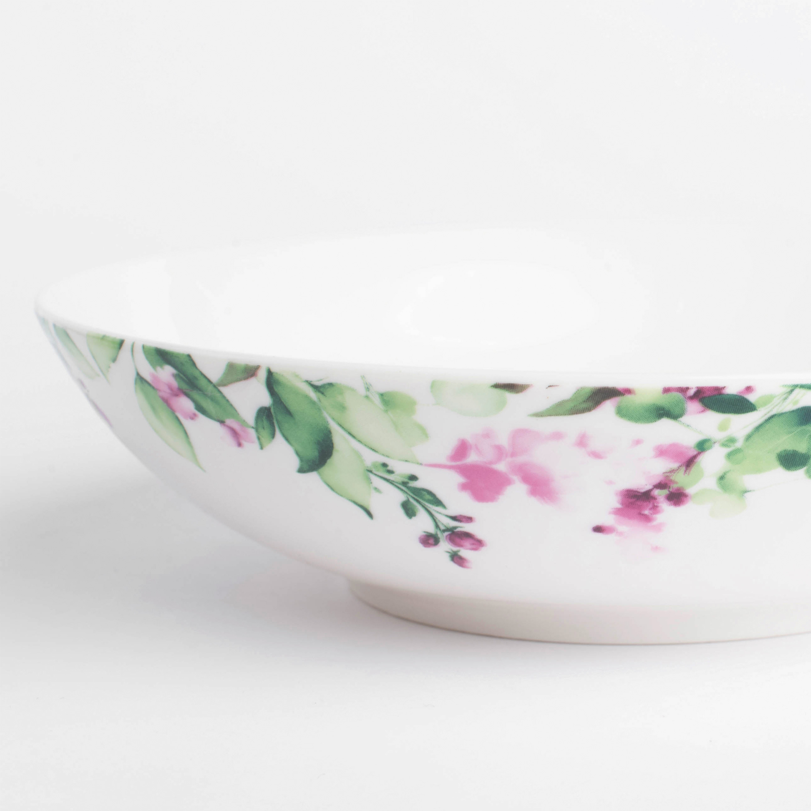 Soup plate, 20x5 cm, 2 pcs, porcelain N, white, Watercolor flowers, Senetti изображение № 5