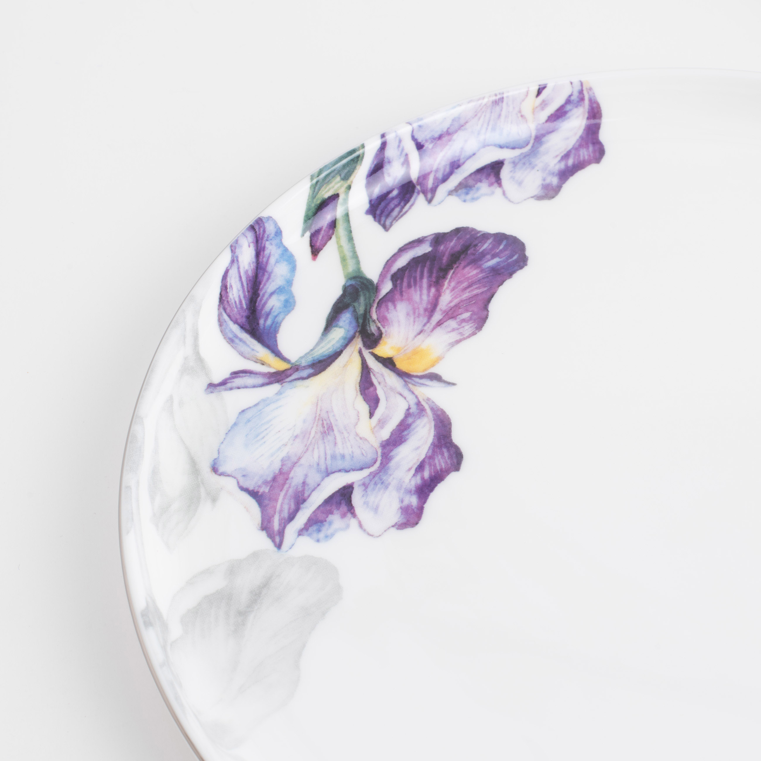 Snack plate, 24 cm, 2 pcs, porcelain F, with silver edging, Irises, Antarctica Flowers изображение № 3