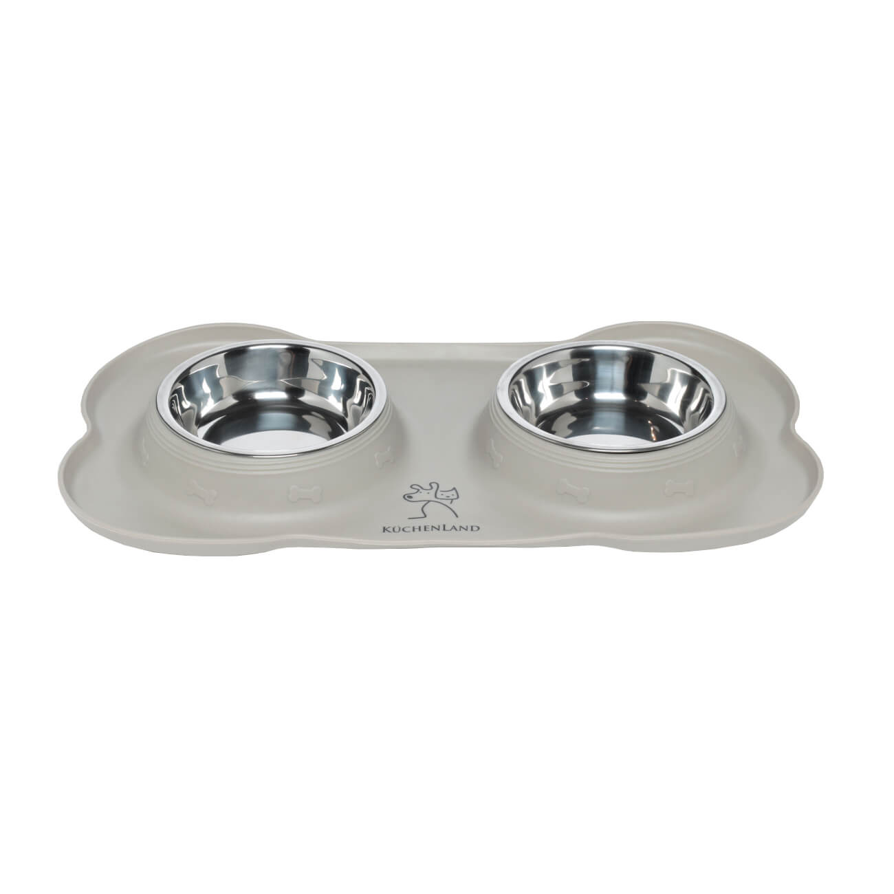 Pet bowl, 36x21 cm, 175 ml, double, on stand, steel / rubber, grey, Favorite pet изображение № 1