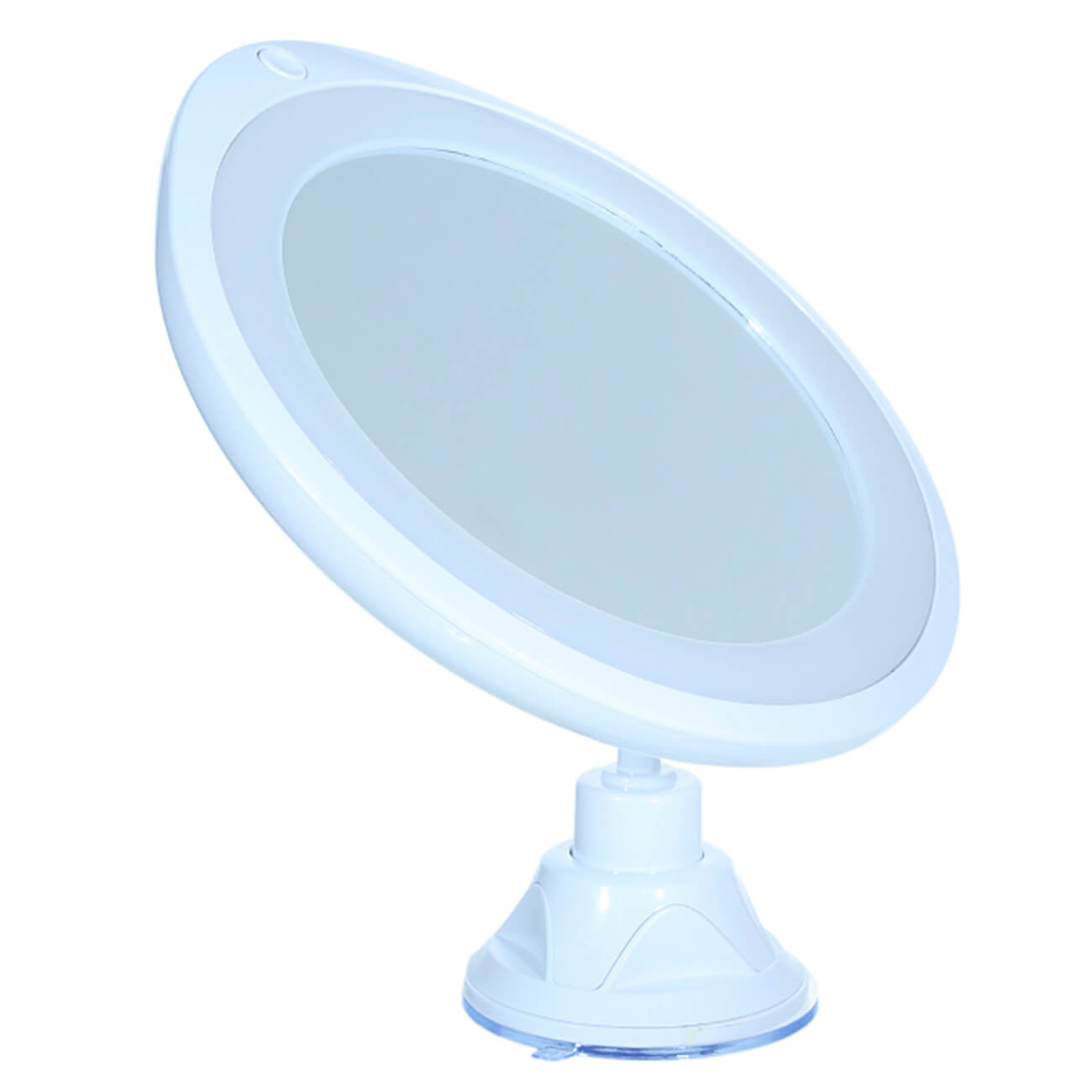 Hanging mirror, 13 cm, magnifying, illuminated, suction cup, plastic, white изображение № 1