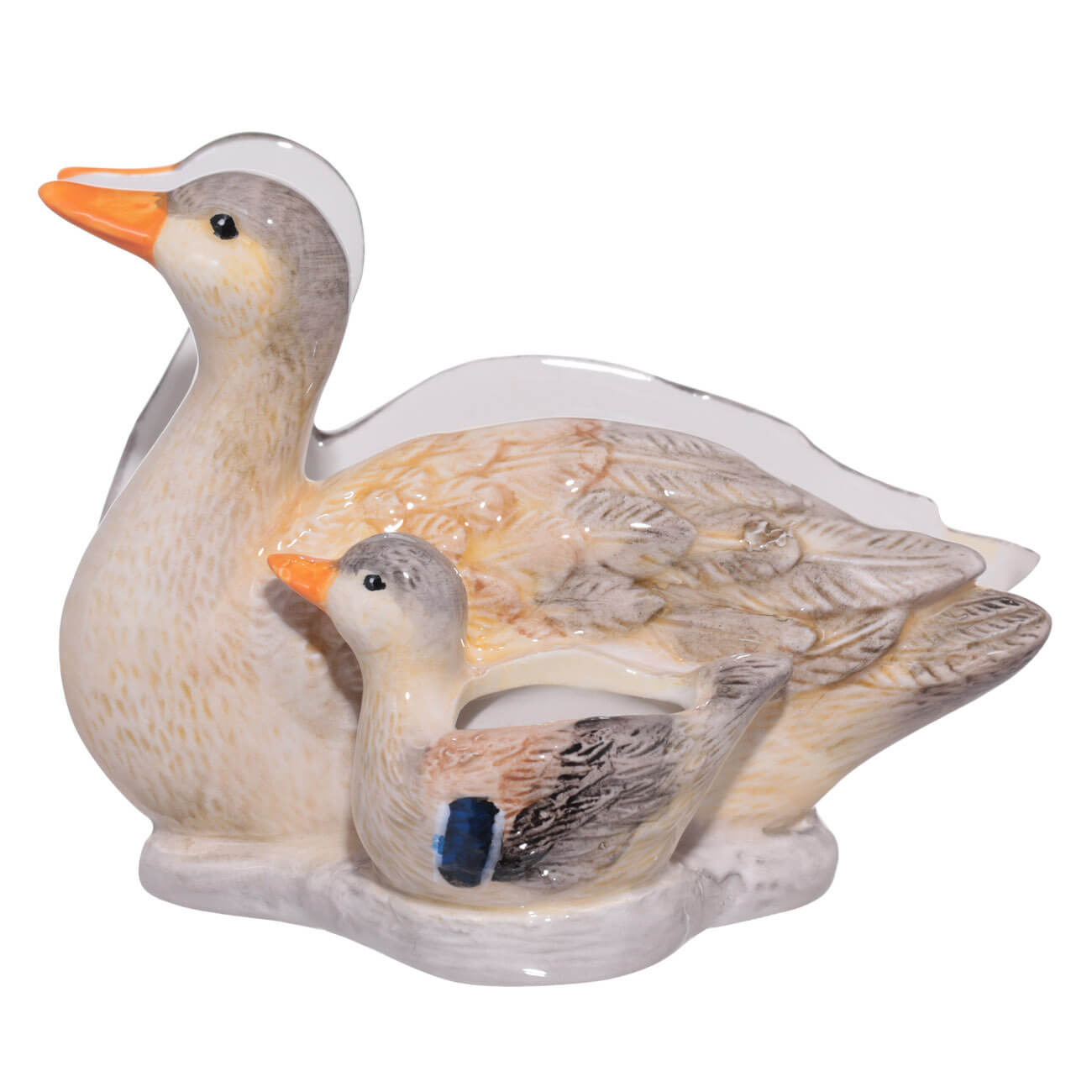 Napkin holder, 15 cm, with toothpick compartment, ceramic, Duck with duckling, Duck изображение № 1