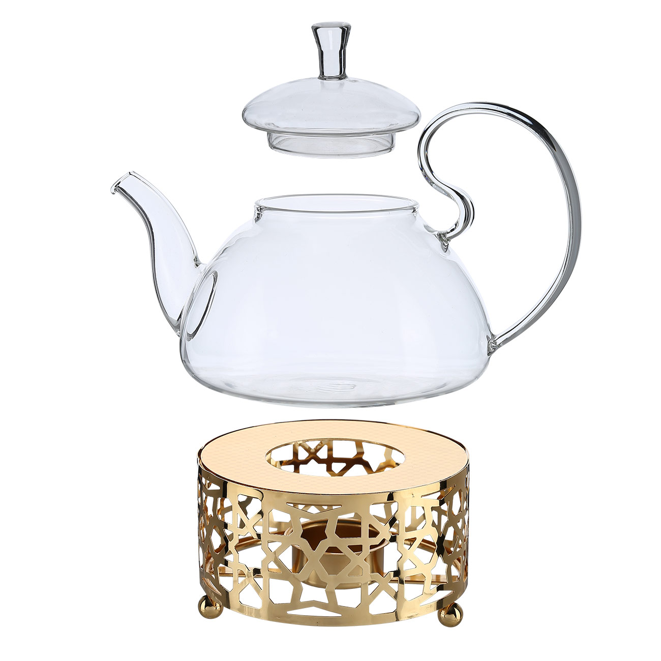 Teapot, 800 ml, heated, used glass / metal, golden, Ellan изображение № 3
