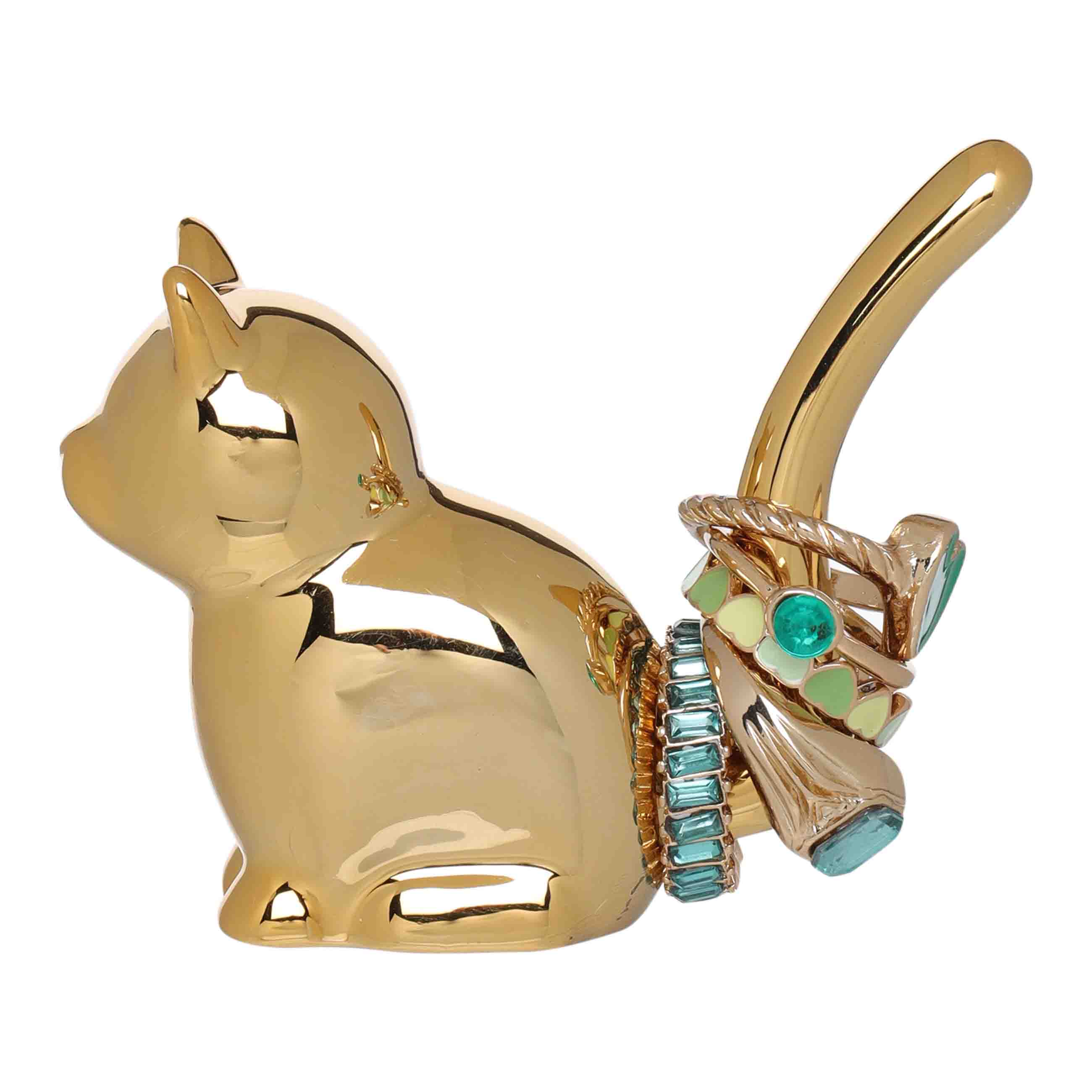 Jewelry holder, 6 cm, Porcelain P, Golden, Cat, Cat изображение № 3