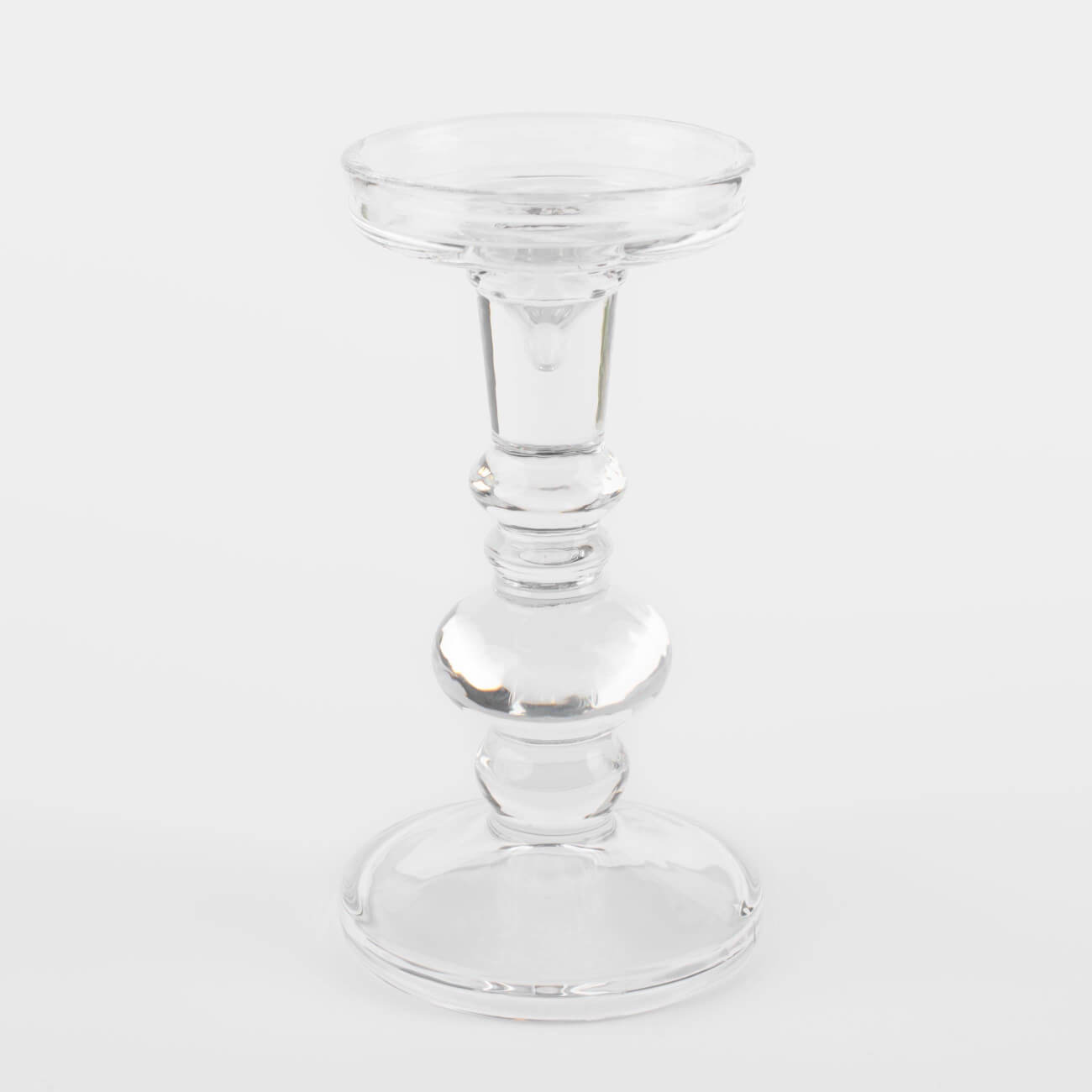 Candle holder, 18 cm, for one candle, on a leg, Glass, Clear изображение № 1
