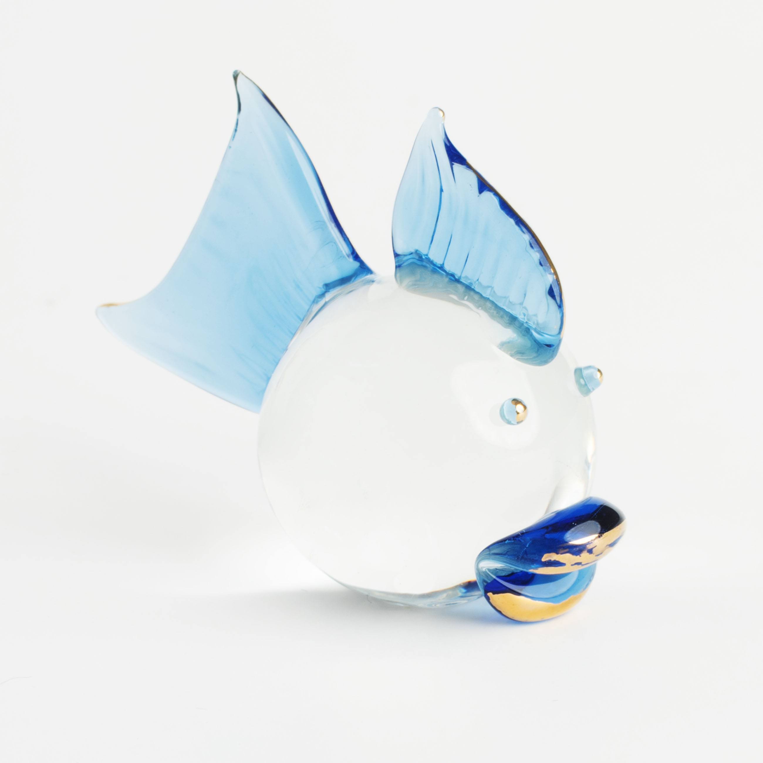 Statuette, 5 cm, glass, Fish with blue fin and tail, Vitreous изображение № 4