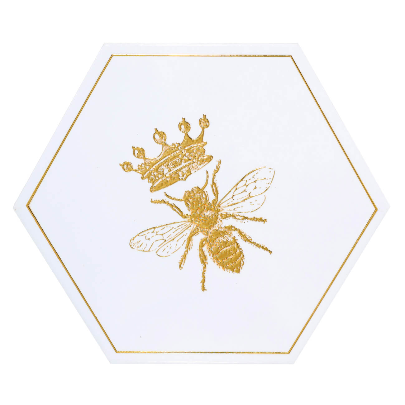 Hot plate, 20 cm, ceramic / cork, hexagonal, white, Bee, Honey изображение № 1