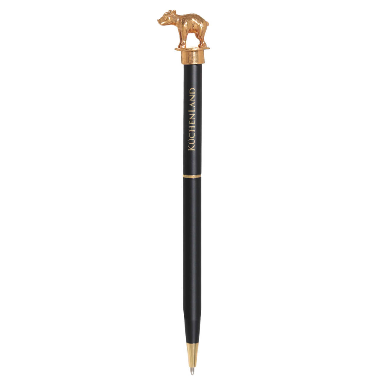Ballpoint pen, 14 cm, with a figure, steel, black, Bear, Draw figure изображение № 1
