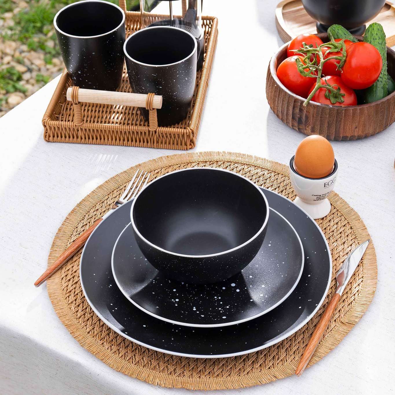 Dining set, 6 pers, 18 pr, ceramic, black, speckled, Particle изображение № 8
