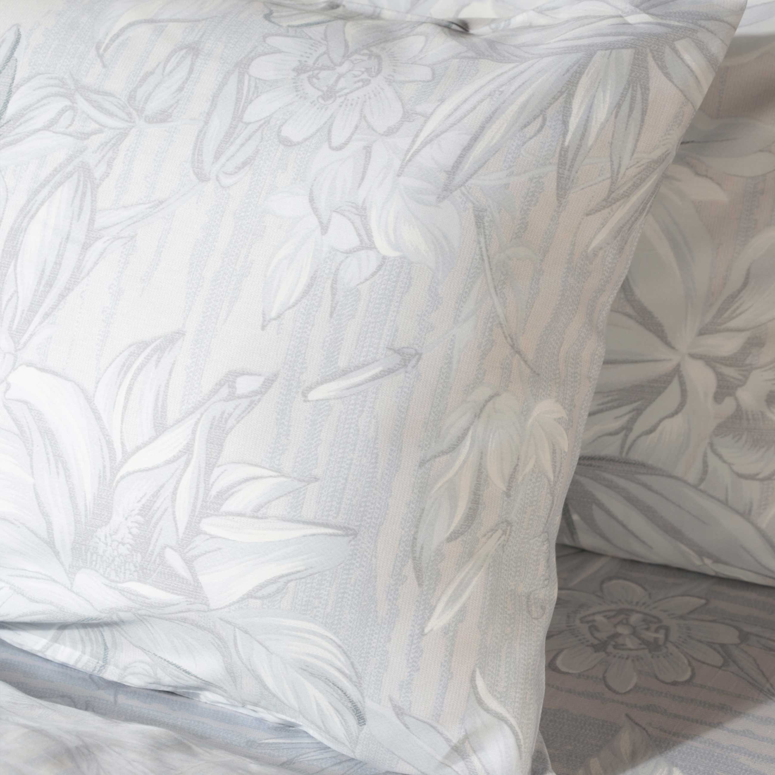 Bed linen set euro, satin 273 TC, gray, Blooming garden, Satin изображение № 3