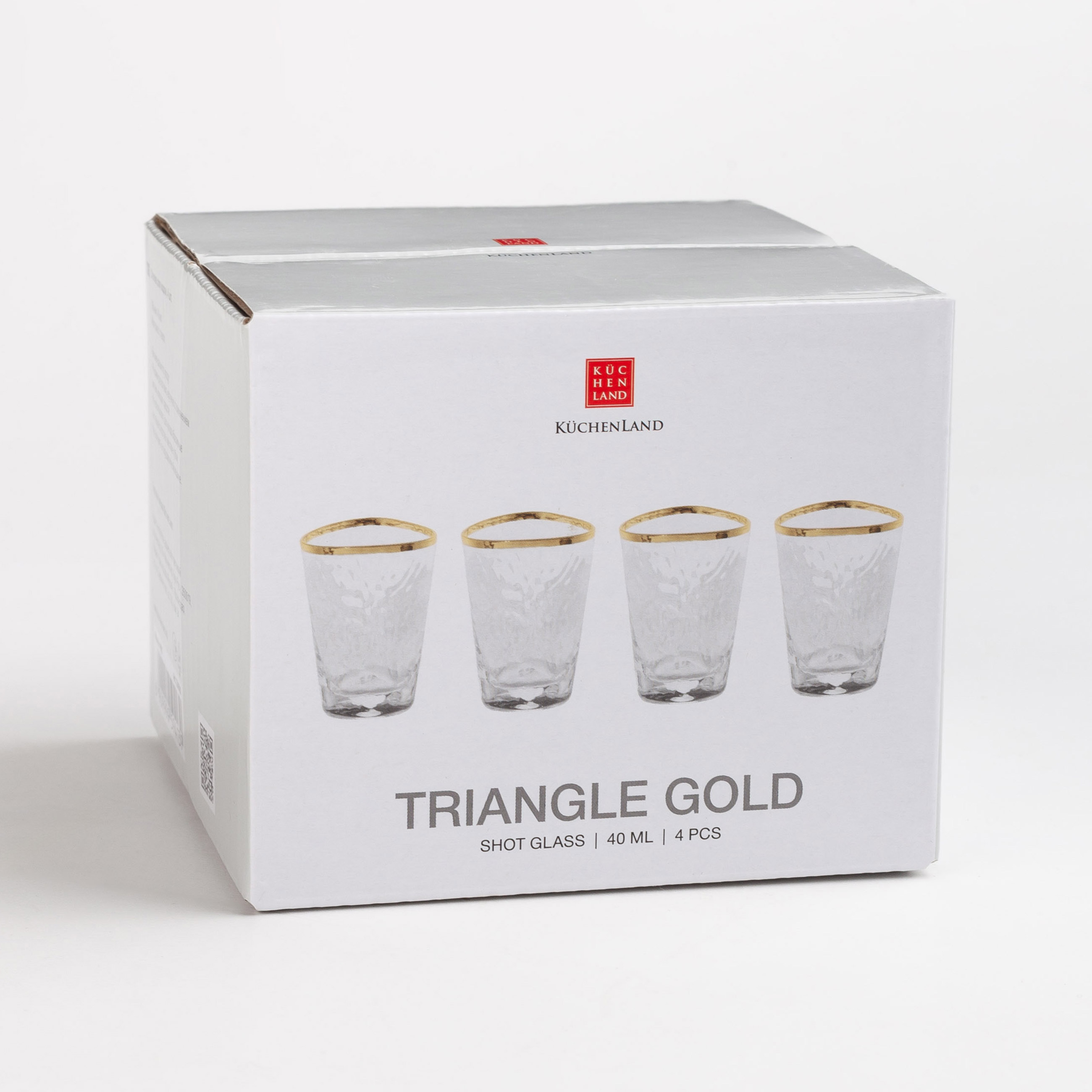 Vodka shot glass, 40 ml, 4 pcs, glass, golden edging, Triangle Gold изображение № 6