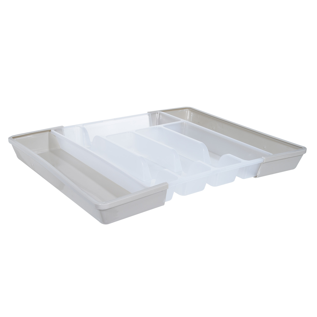 Cutlery tray, 37x27 cm, 7 units, sliding, plastic, white-gray, Keeping изображение № 2