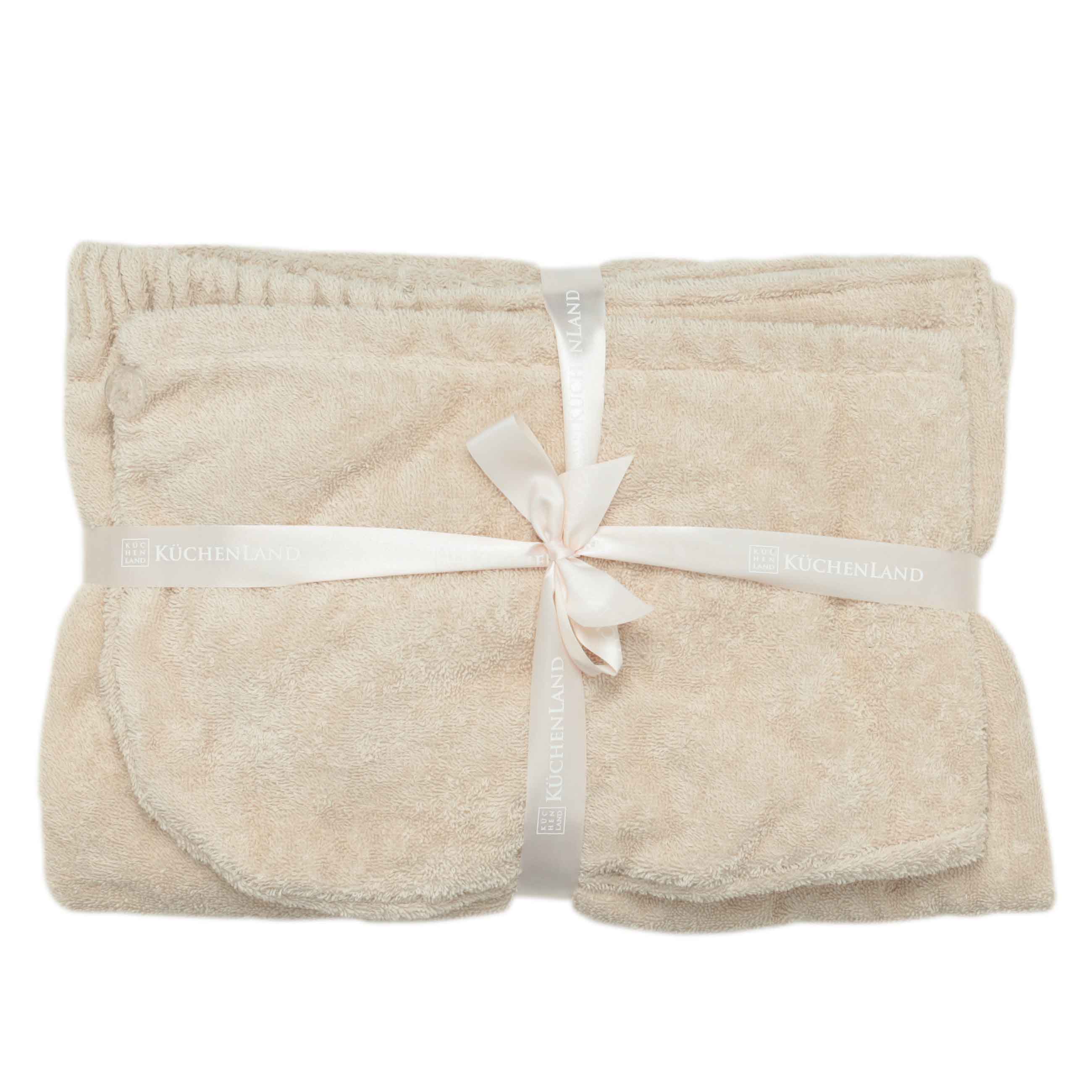 Women's bath set, 2 items, 70x140 / 24x67 cm, pareo towel / turban, cotton, ecru, Spa towel изображение № 8