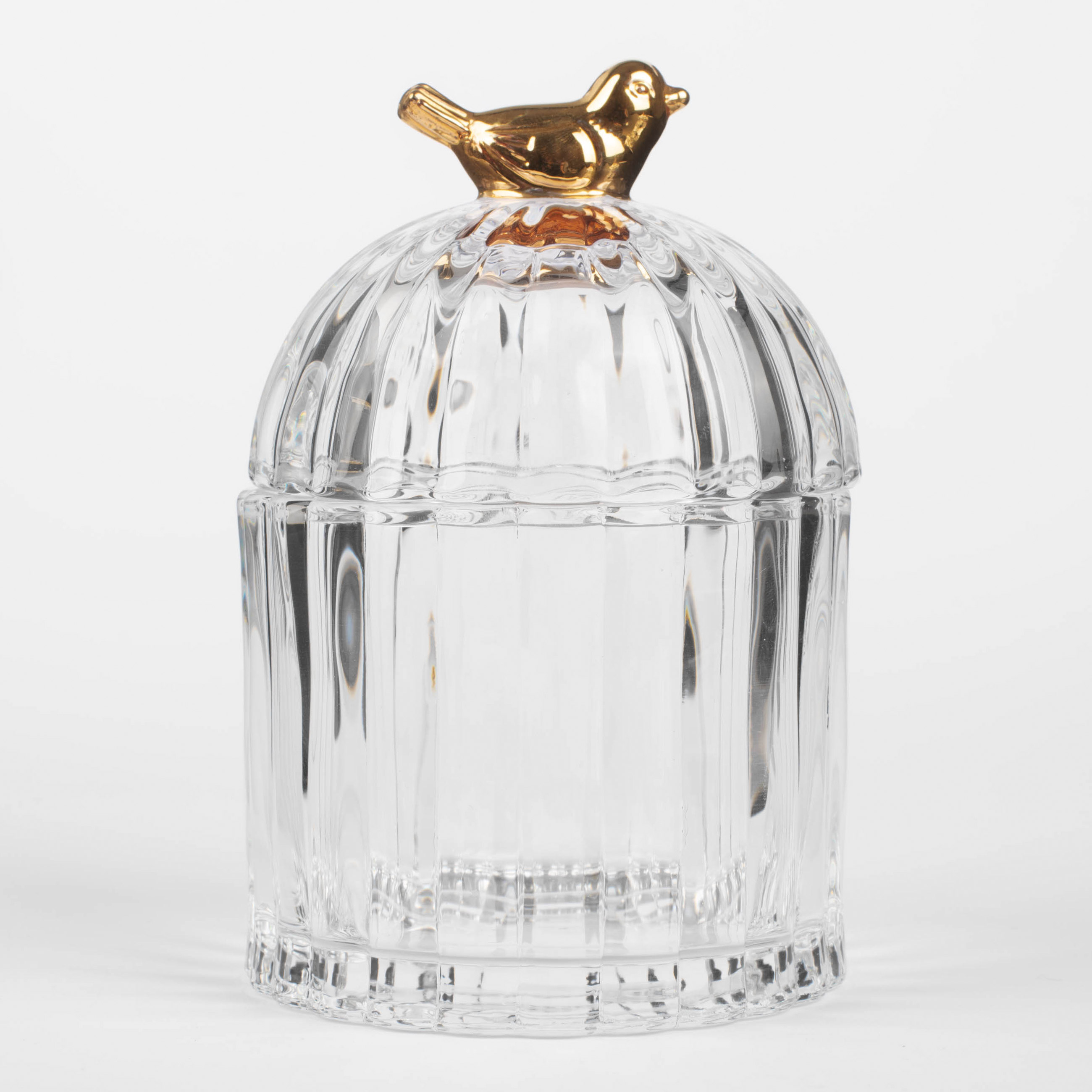 Storage capacity, 8x12 cm, 200 ml, glass R / metal, Golden bird, Ribby изображение № 2