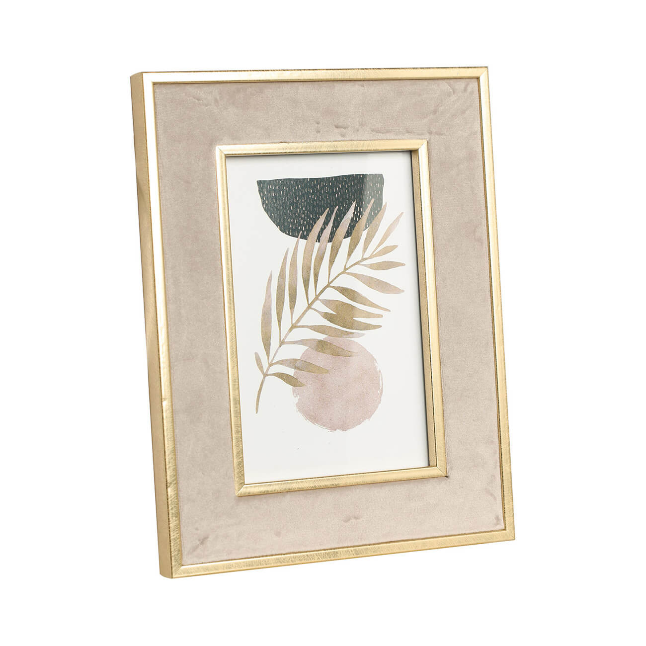 Photo frame, 16x21 cm, with passepartout, plastic / polyester, gray-gold, Branch, Gallery изображение № 1