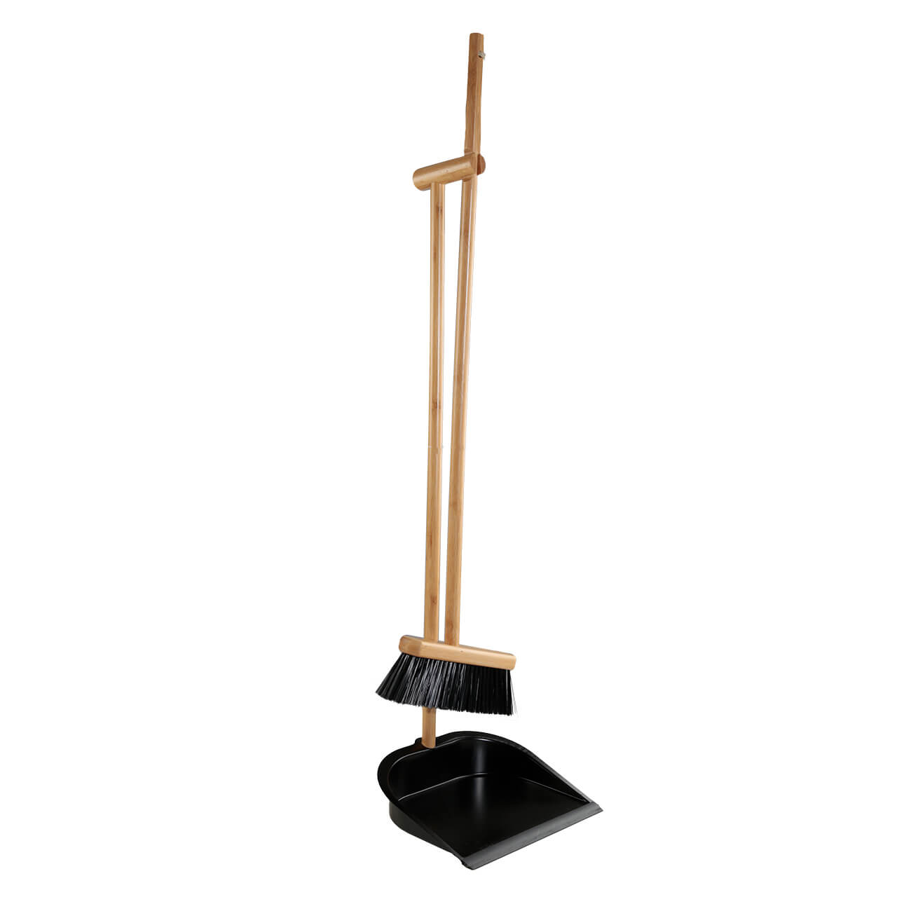 Garbage brush, with dustpan, 93 cm, plastic / bamboo / steel, black, Black clean изображение № 1
