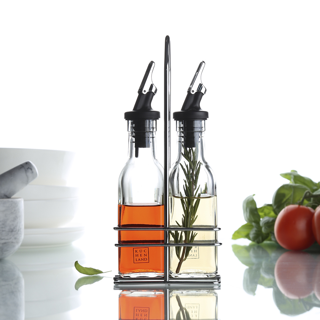 Oil and vinegar set, 150 ml, 2 pcs, on a stand, glass / metal, Comfort изображение № 5