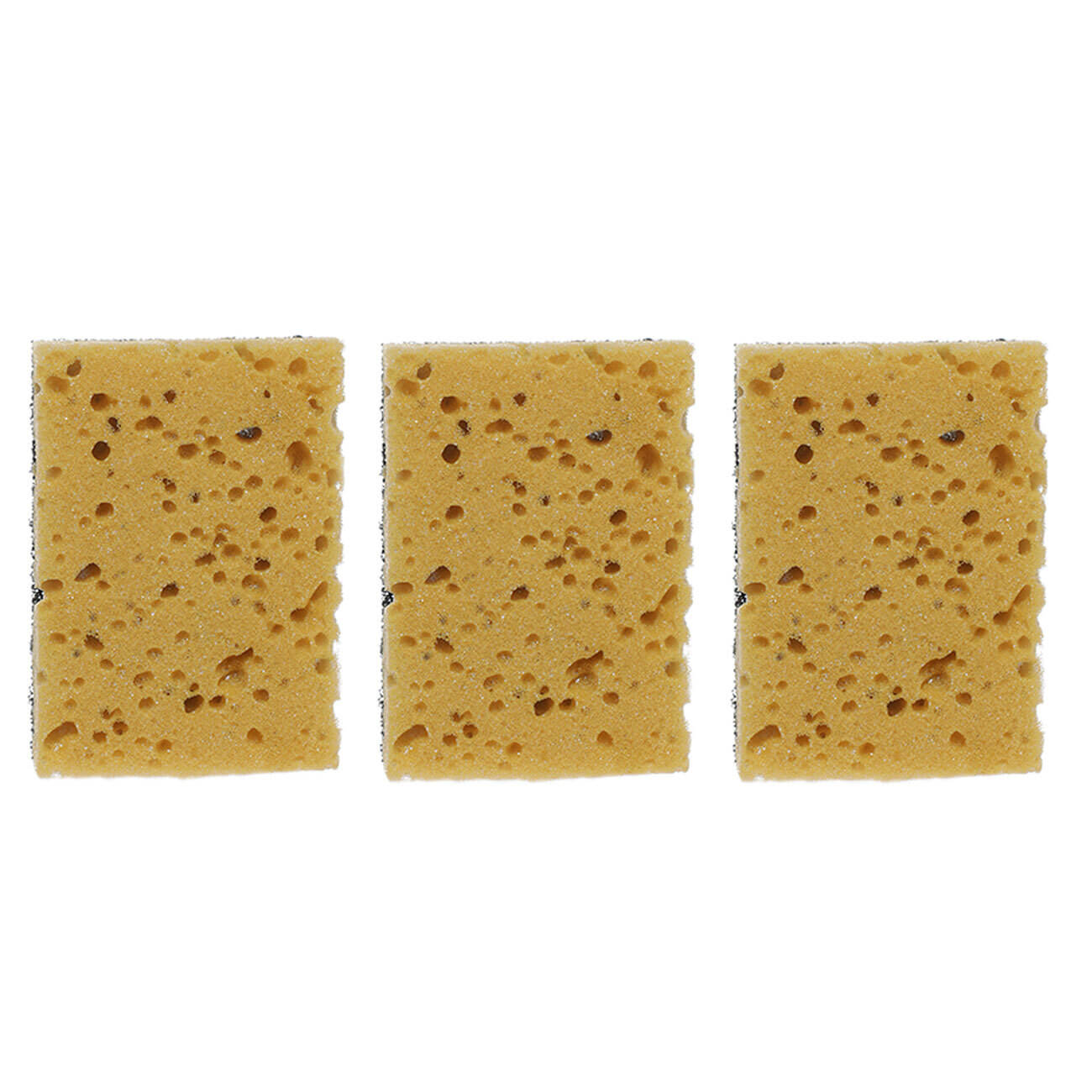 Dish washing sponge, 10x7 cm, 3 pcs, foam rubber / abrasive, black and yellow, Black clean изображение № 1