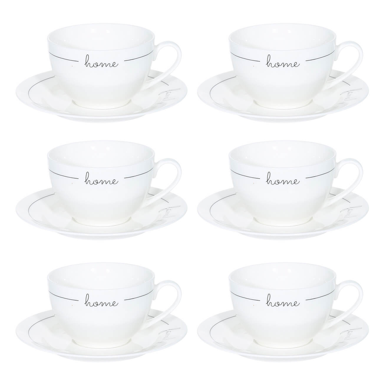 Tea pair, 6 persons, 12 items, 220 ml, porcelain N, white, Home / Family, Scroll white изображение № 1