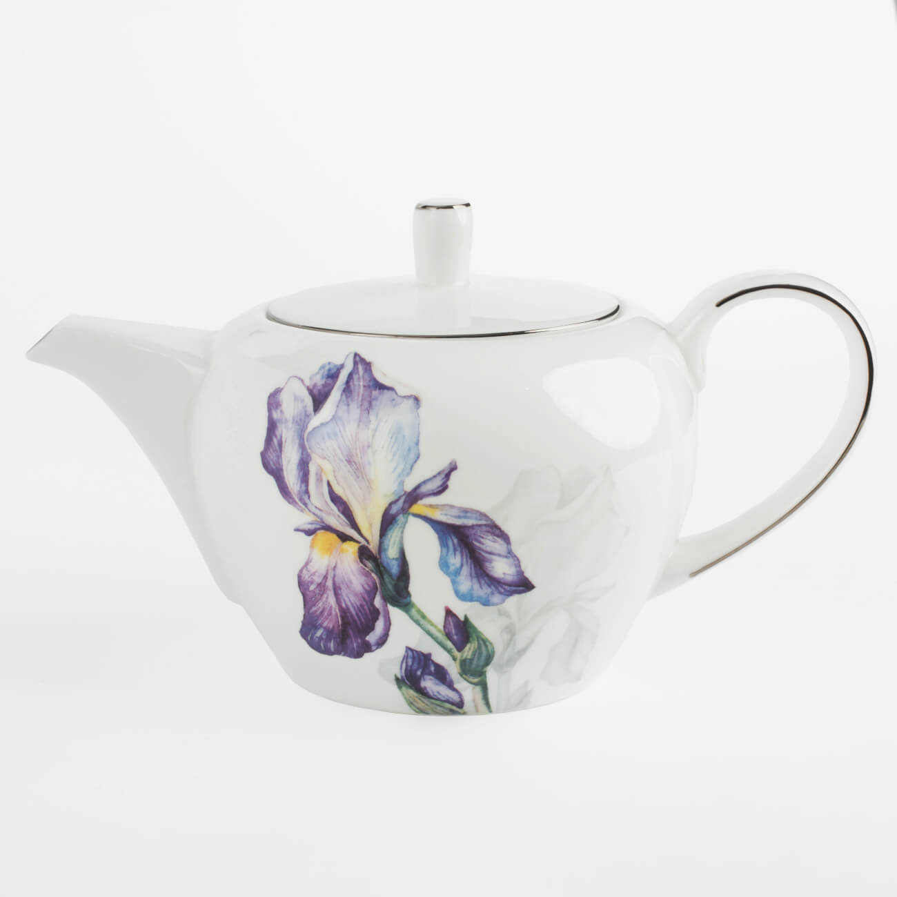 Teapot, 1.2 l, porcelain F, with silver edging, Irises, Antarctica Flowers изображение № 1