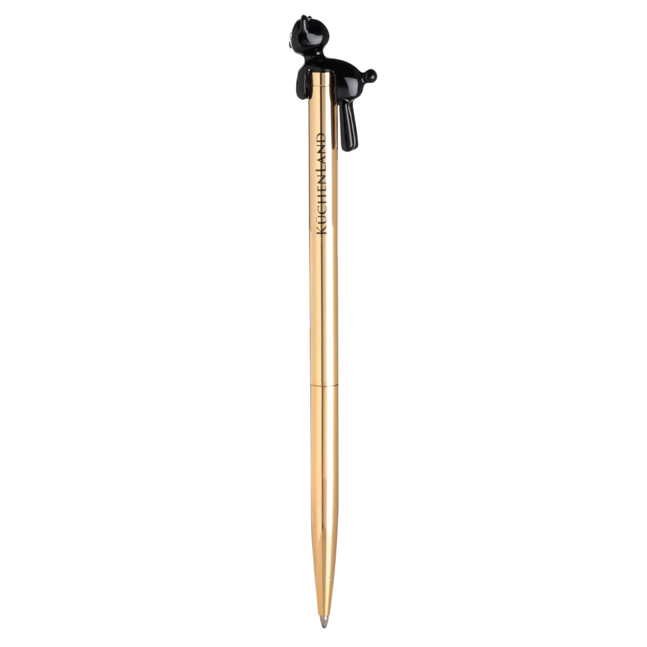 Ballpoint pen, 14 cm, with a figure, metal, gold, Black cat, Draw figure изображение № 1