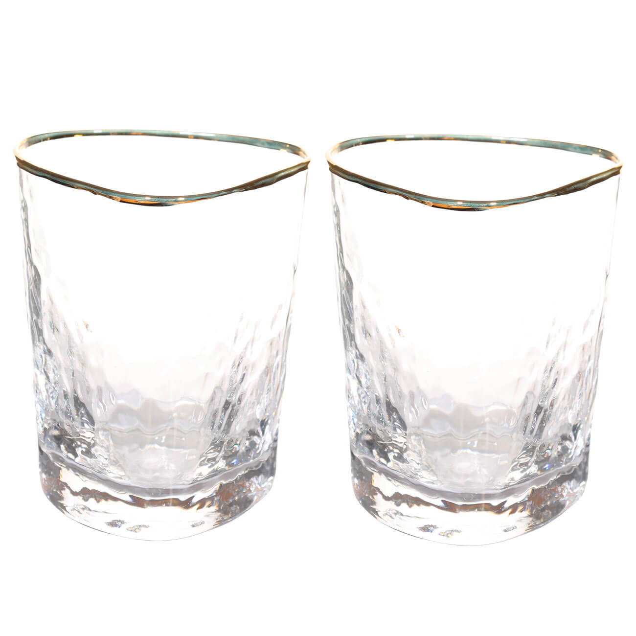 Whiskey glass, 380 ml, 2 pcs, glass, golden edging, Triangle Gold изображение № 1