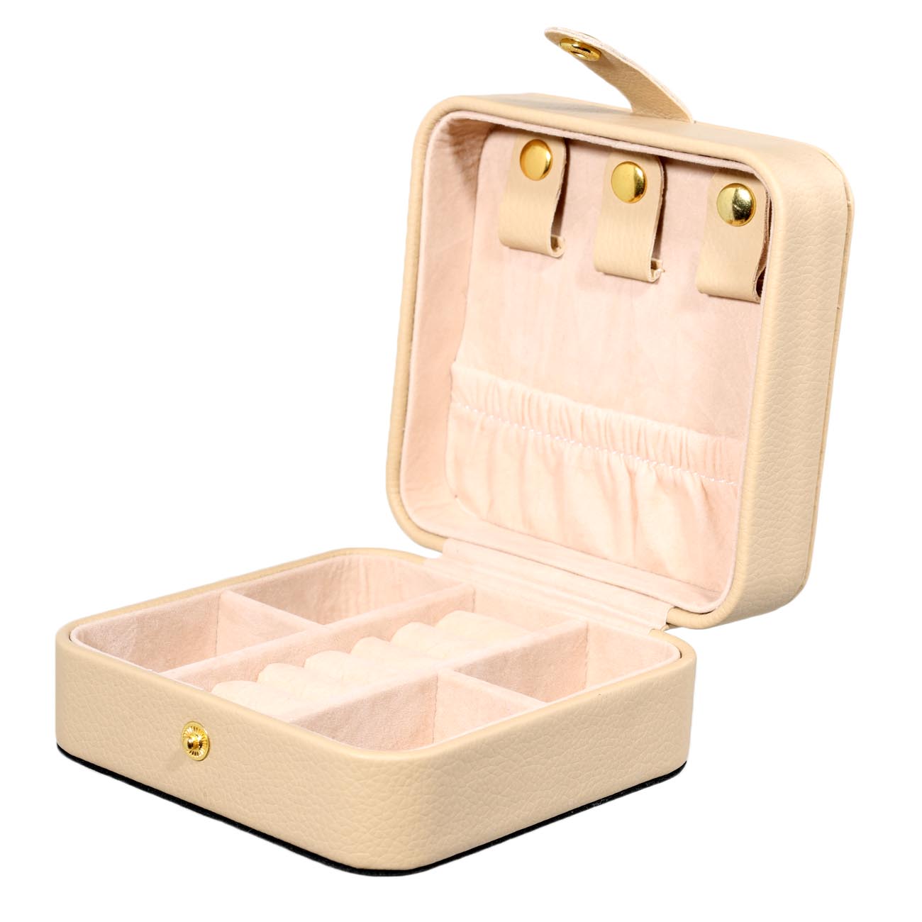 Jewelry box, 11x11 cm, PU leather / MDF, beige, Premiere beige изображение № 2