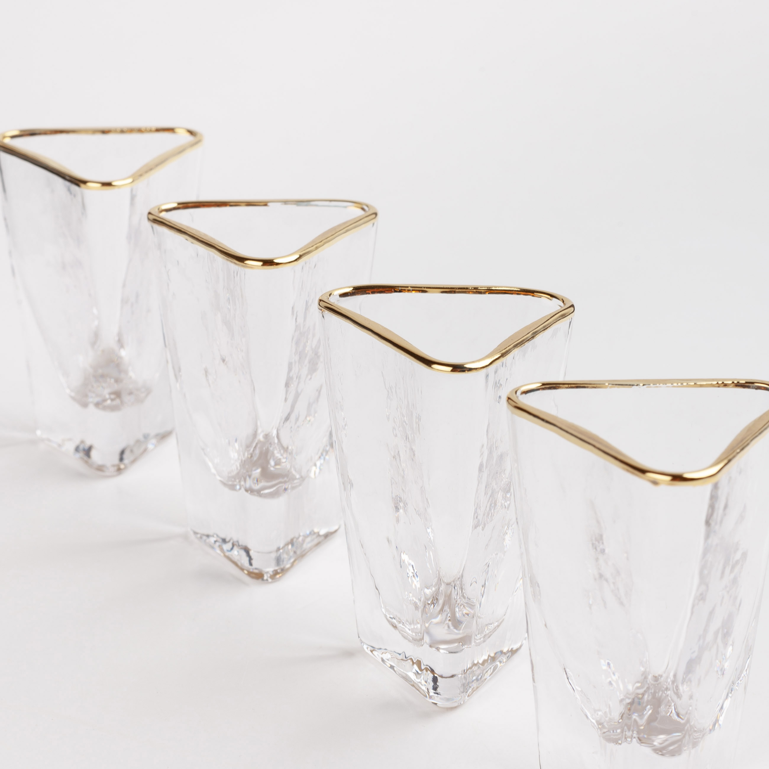 Vodka shot glass, 40 ml, 4 pcs, glass, golden edging, Triangle Gold изображение № 5