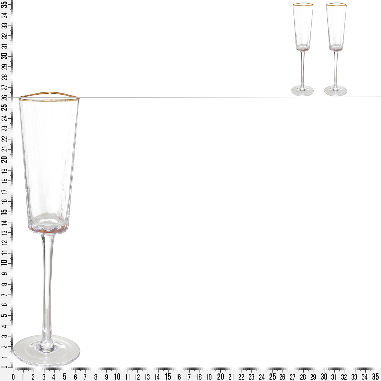 Champagne glass, 160 ml, 2 pcs, glass, with golden edging, Triangle Gold изображение № 3