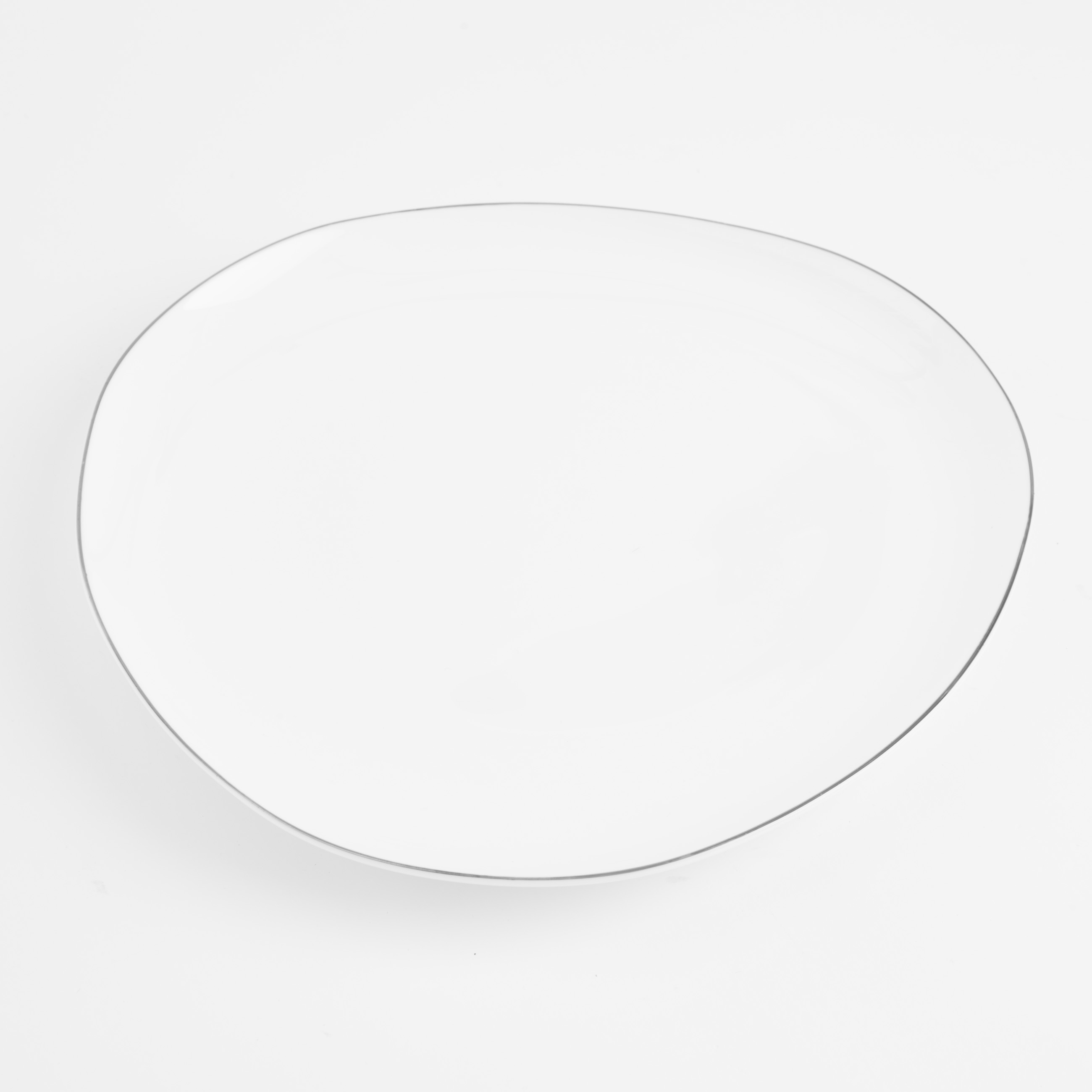 Snack plate, 21 cm, porcelain F, white, Bend silver изображение № 3