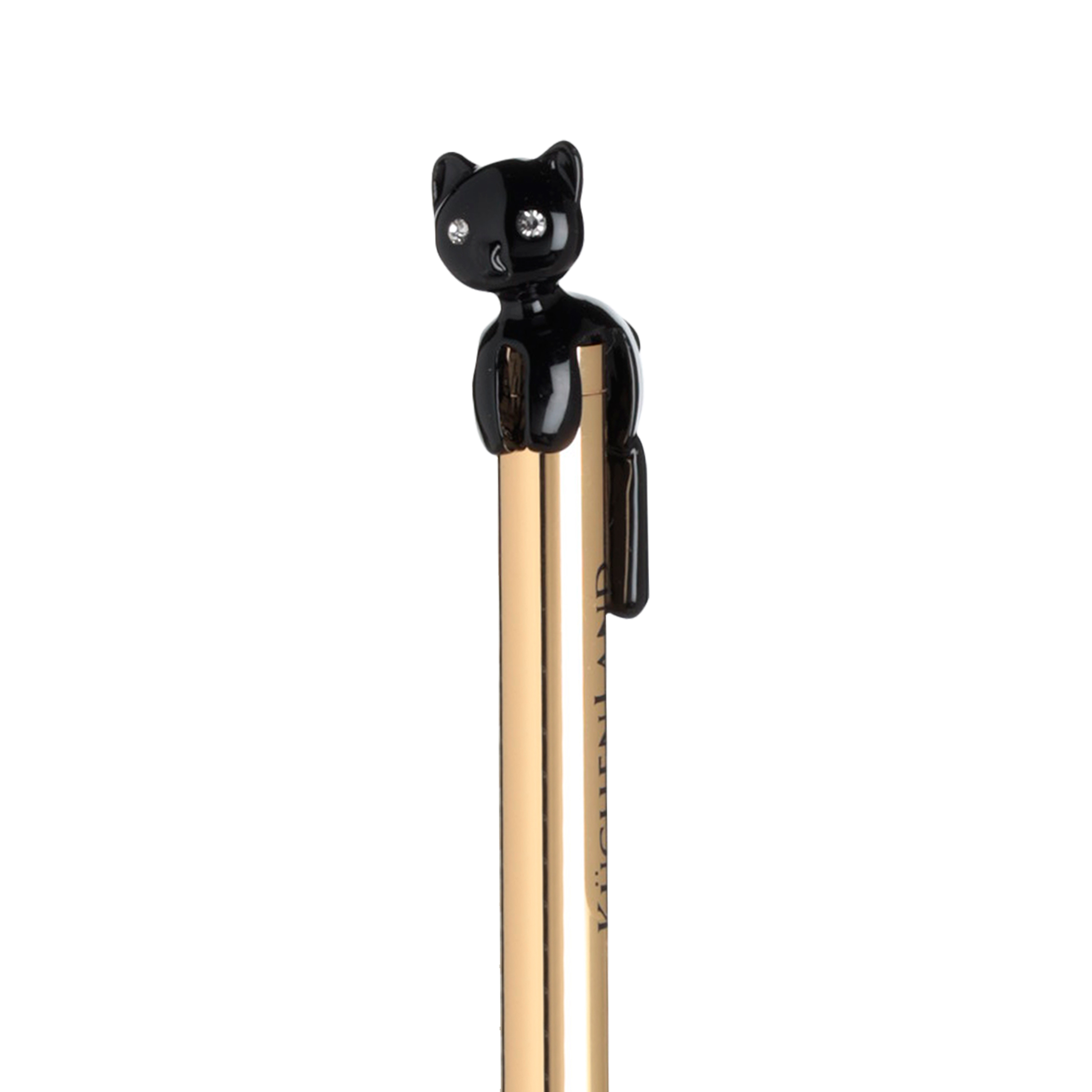 Ballpoint pen, 14 cm, with a figure, metal, gold, Black cat, Draw figure изображение № 3