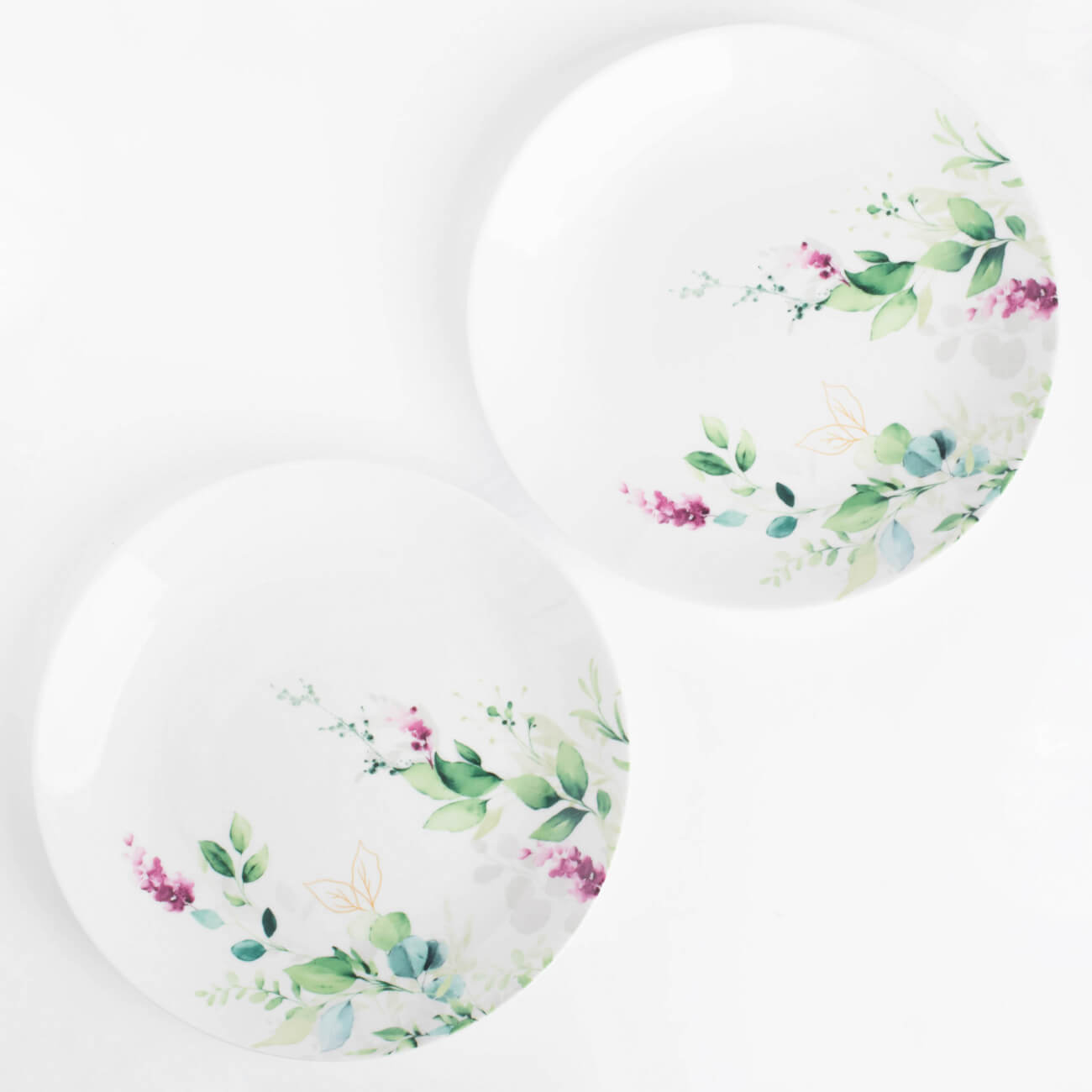 Snack plate, 23 cm, 2 pcs, porcelain N, white, Watercolor flowers, Senetti изображение № 1