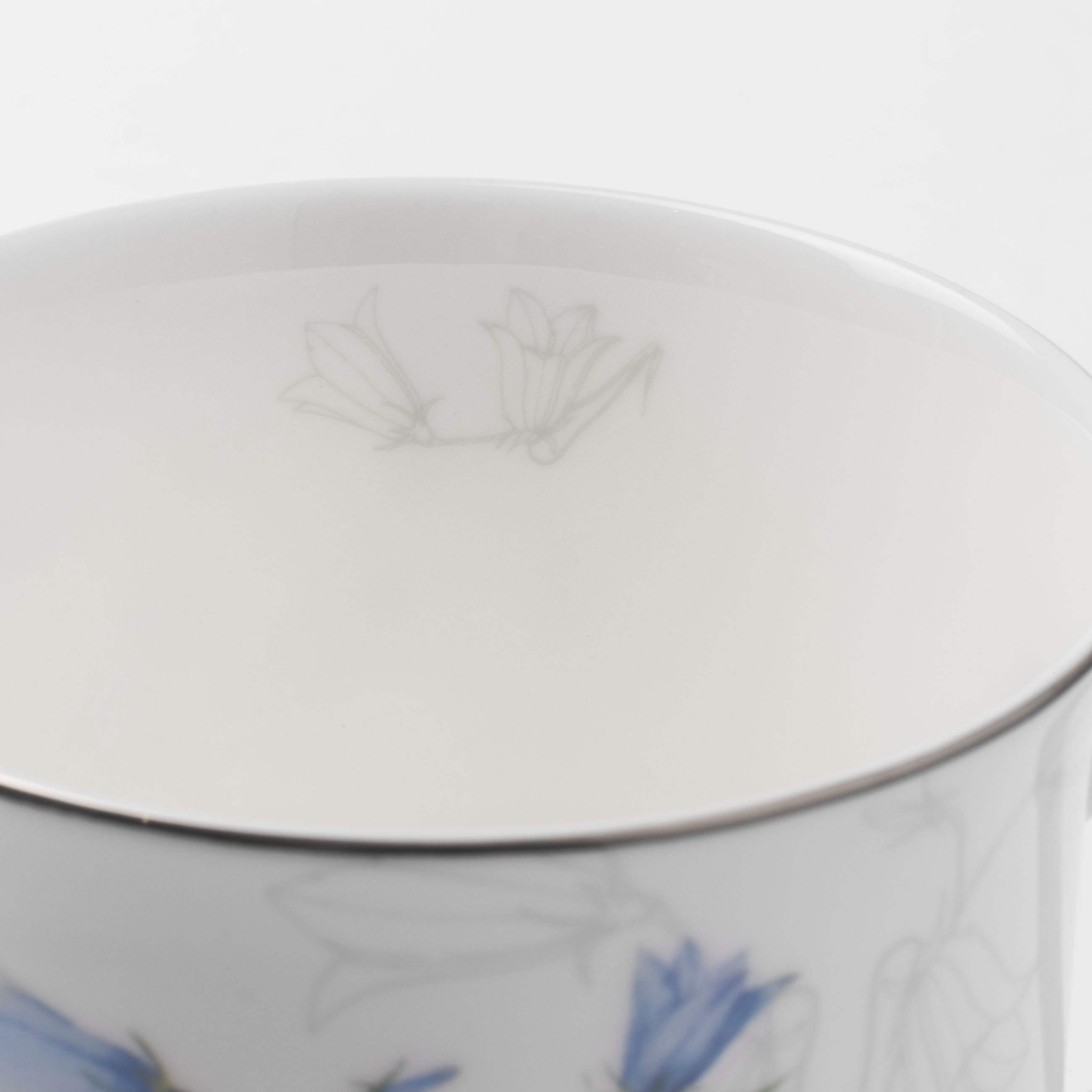 Mug, 330 ml, porcelain F, white, with silver edging, Bells, Delicate flower изображение № 5