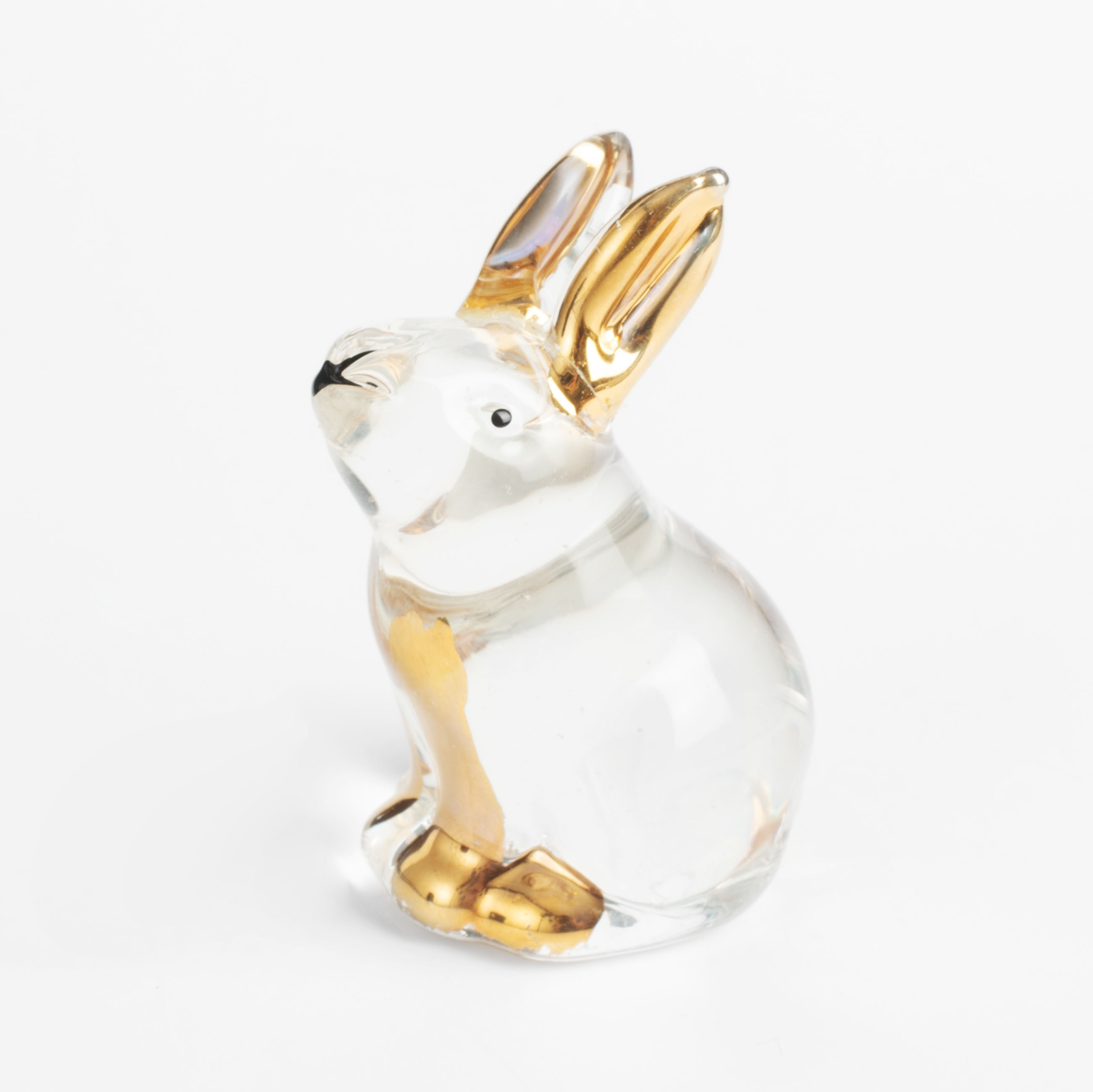 Statuette, 6 cm, glass, Rabbit with golden ears and paws, Vitreous изображение № 4