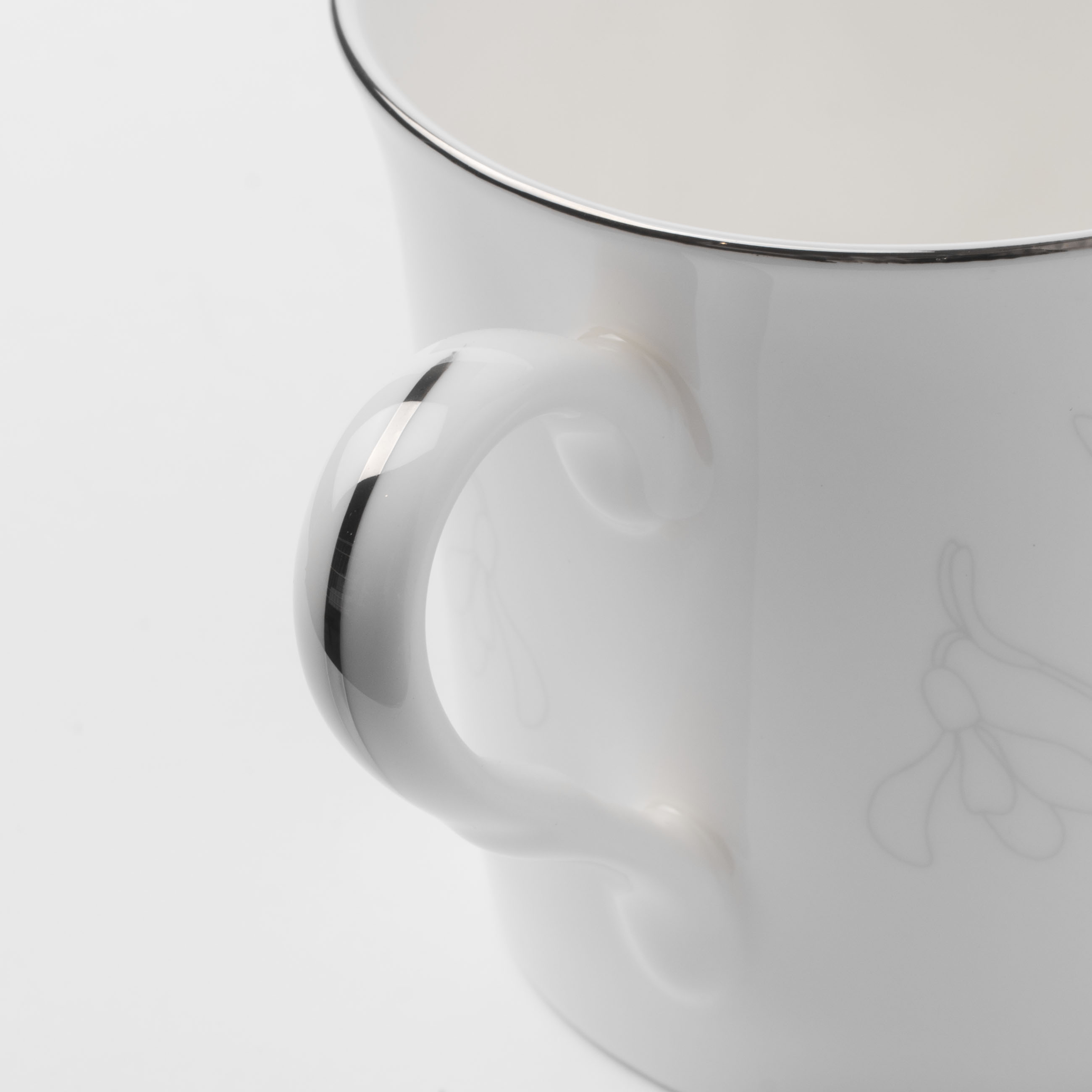 Mug, 330 ml, porcelain F, white, with silver edging, Snowdrop, Delicate flower изображение № 4