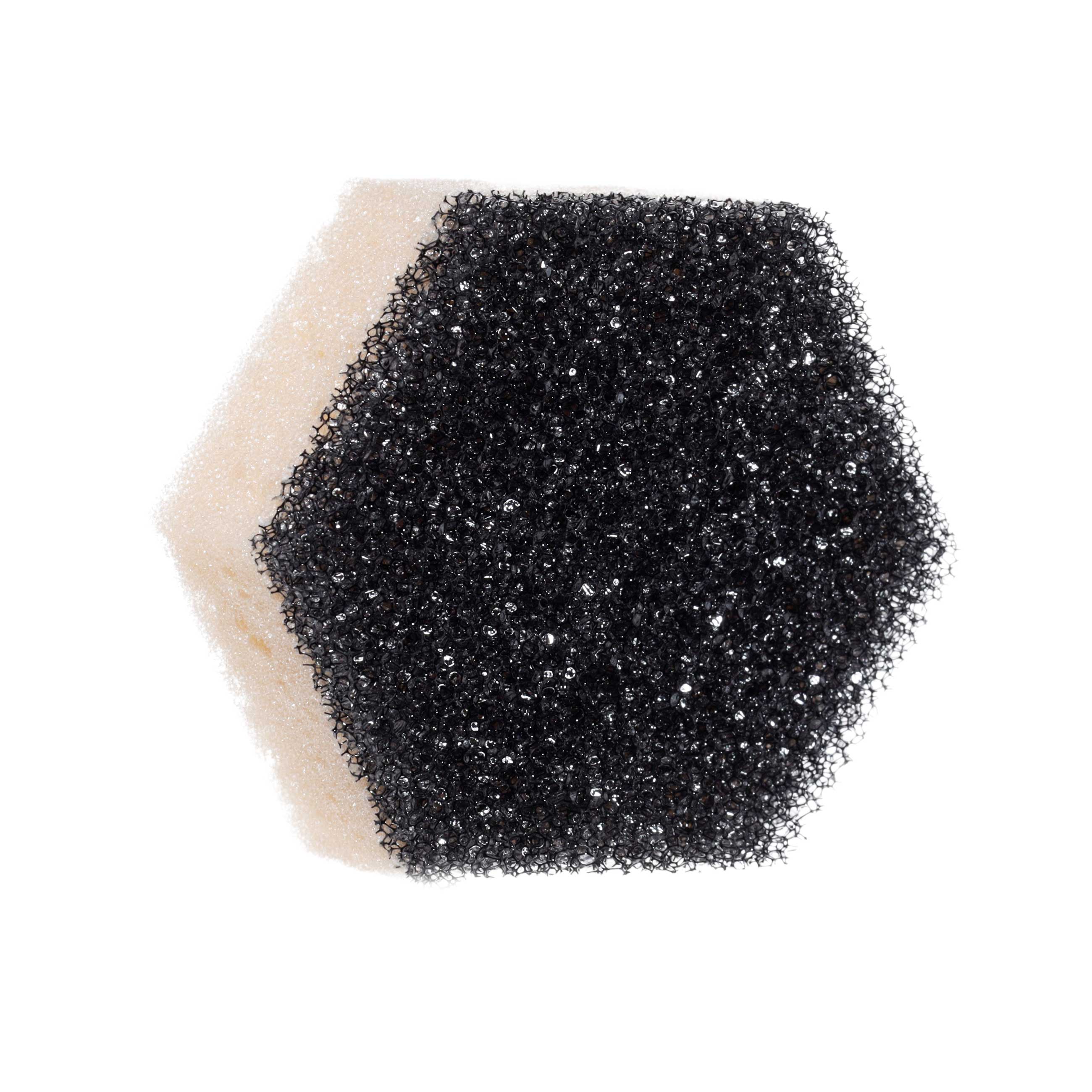 Dish washing sponge, 9x8 cm, 3 pcs, foam rubber/abrasive, black and beige, Black clean изображение № 3