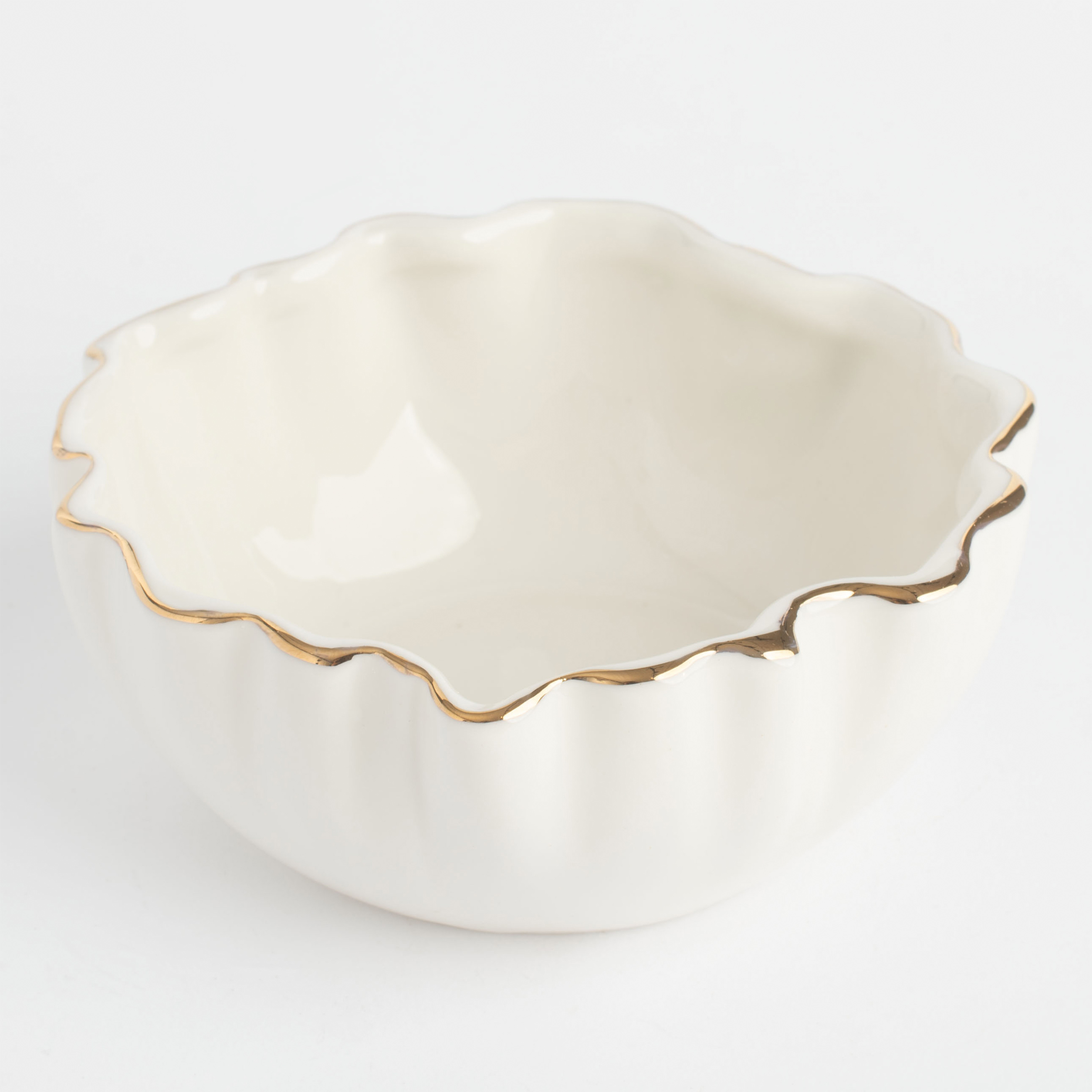 Salad bowl, 15x6 cm, 450 ml, porcelain R, with golden edging, Crumpled effect, Crumple gold изображение № 2