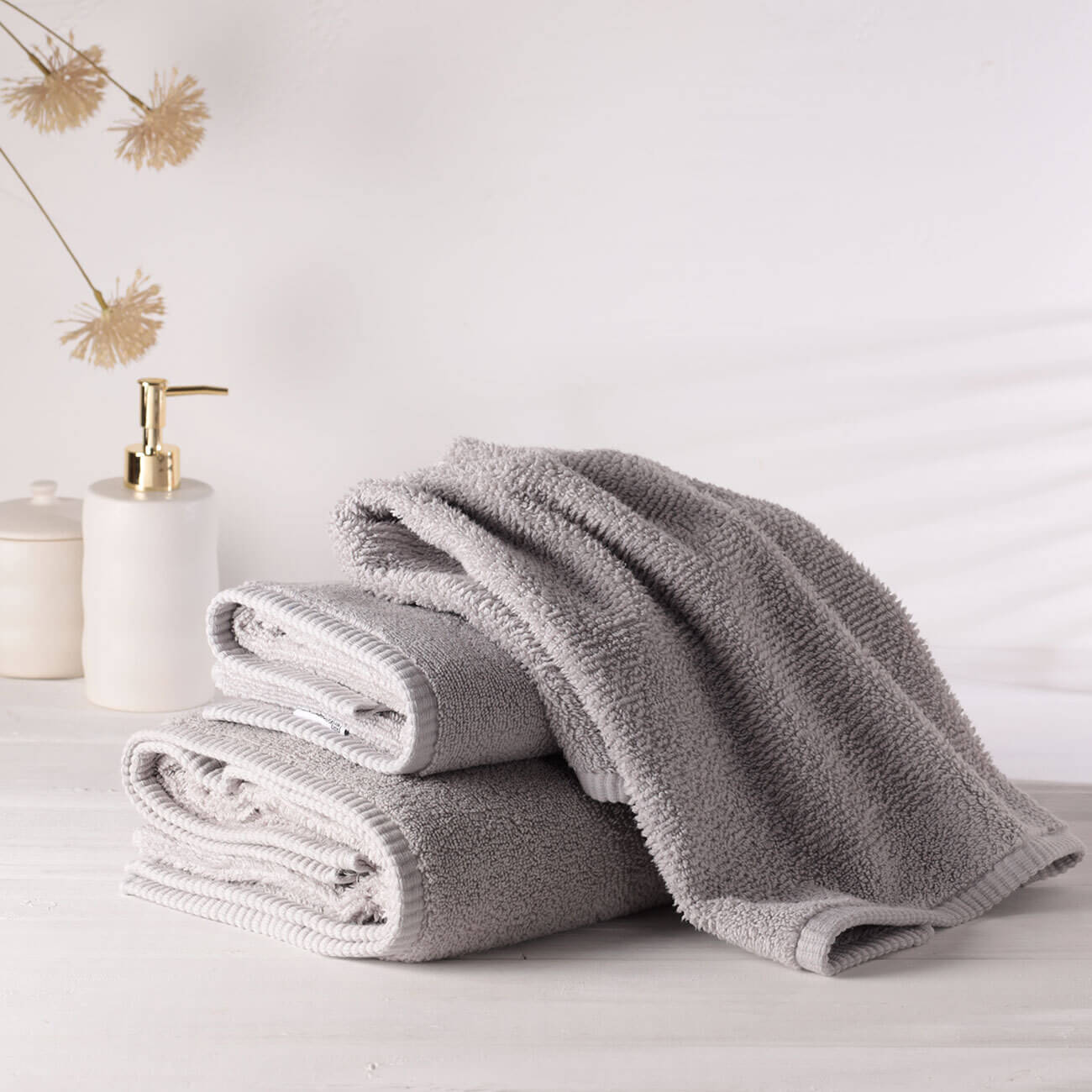 Towel, 50x90 cm, cotton, light grey, Terry cotton изображение № 1